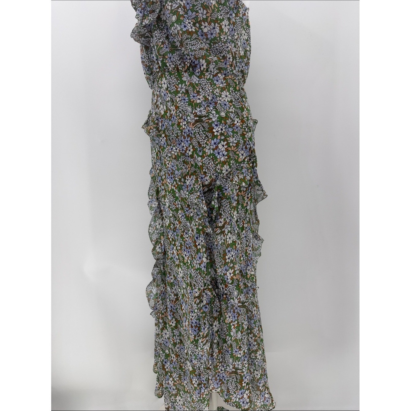 Veronica Beard Avenel 100% Silk Floral Ruffle Midi Dress Size 8 NWT
