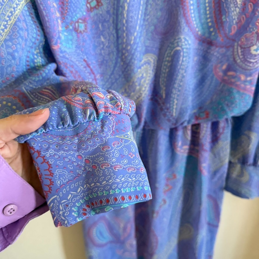 Vintase JSJ Size 6 Secretary Cottagecore Prairie Ditsy Purple Floral Paisley