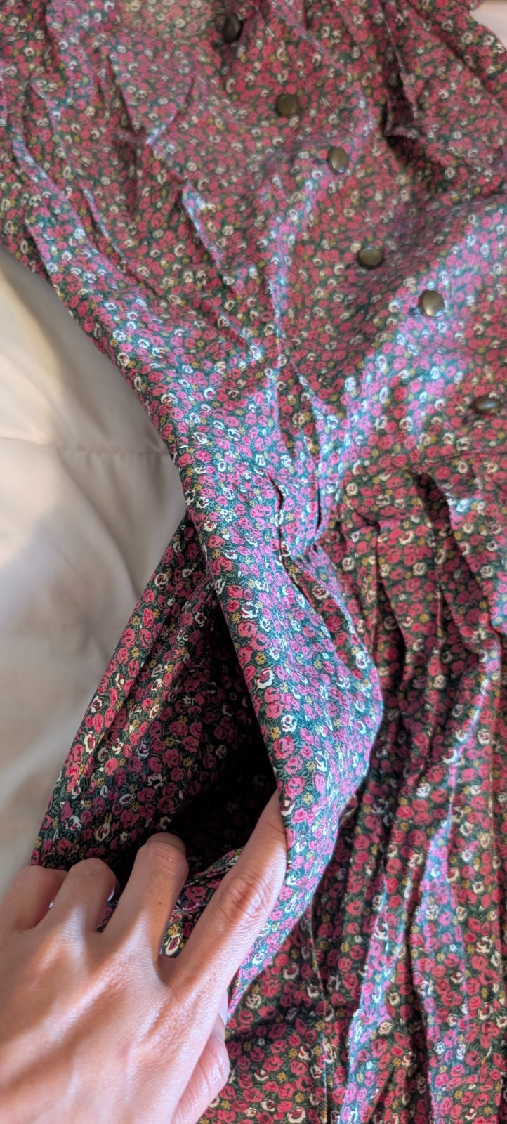 Vintage Floral Dress 1980s Handmade Prarie Cottage Teacher Core