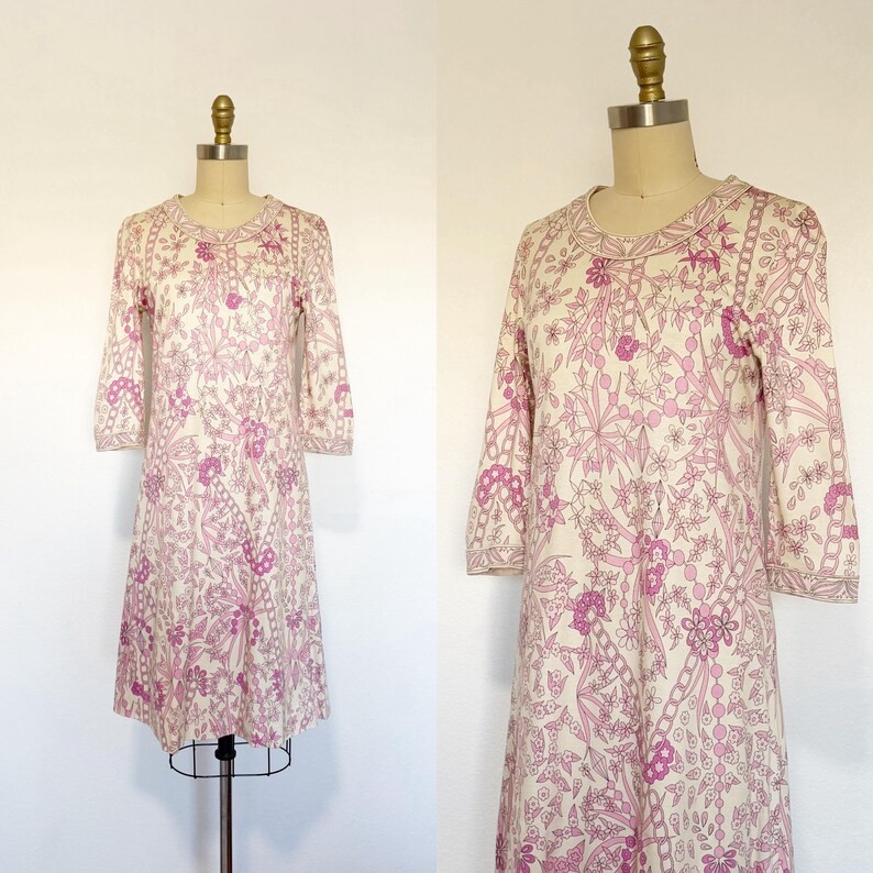1960s Averardo Bessi Dress / 1960s Floral Dress / Averardo Bessi / Size Large