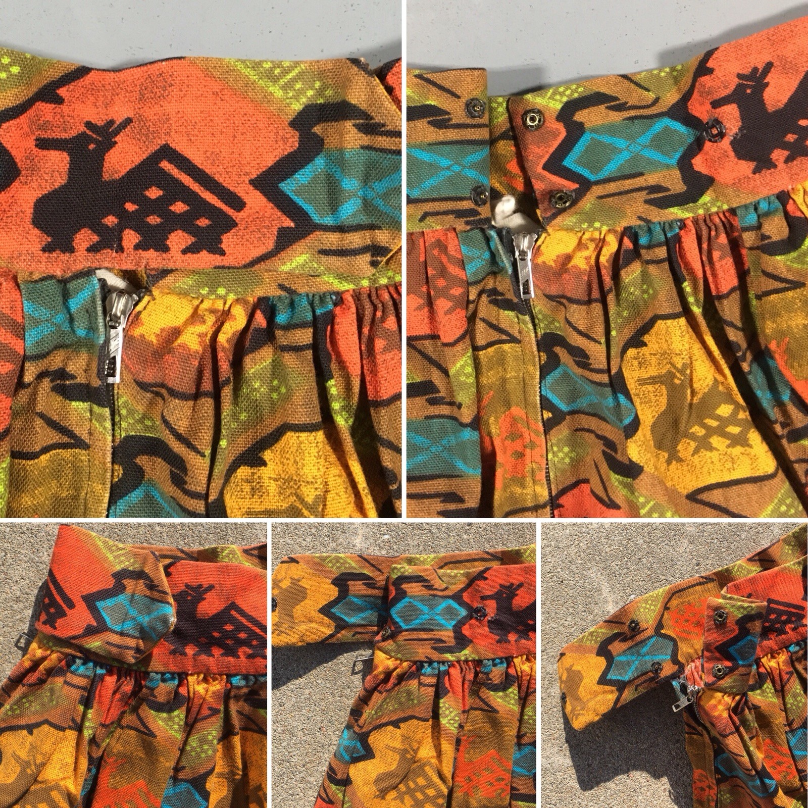 Vintage Skirt ELITE Metal Zipper 50s 1950s 26 1/2” Waist South American Print?
