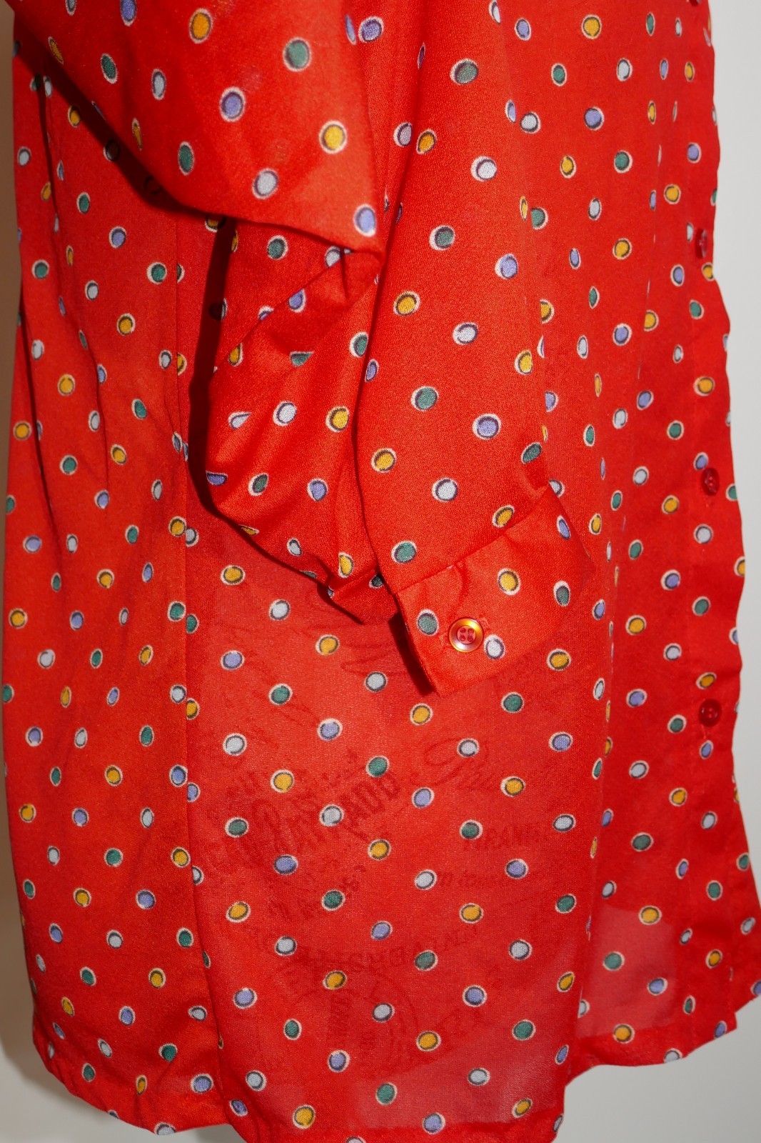 Eccobay Red Polka Dot Button Up Sheer Blouse Shirt Size 11-12