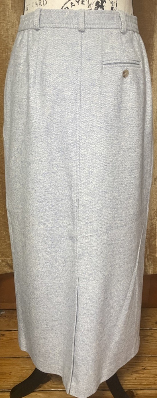Vintage Orvis Y2k 90’s Skirt Tweed Wool Silk Size 6 Blue Classic Academic Work