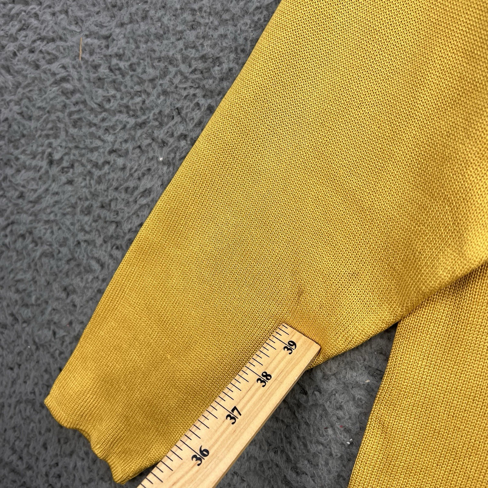 VTG Belford 100% Silk Top Medium Yellow 3/4 Sleeve Quiet Luxury Nautical Beach