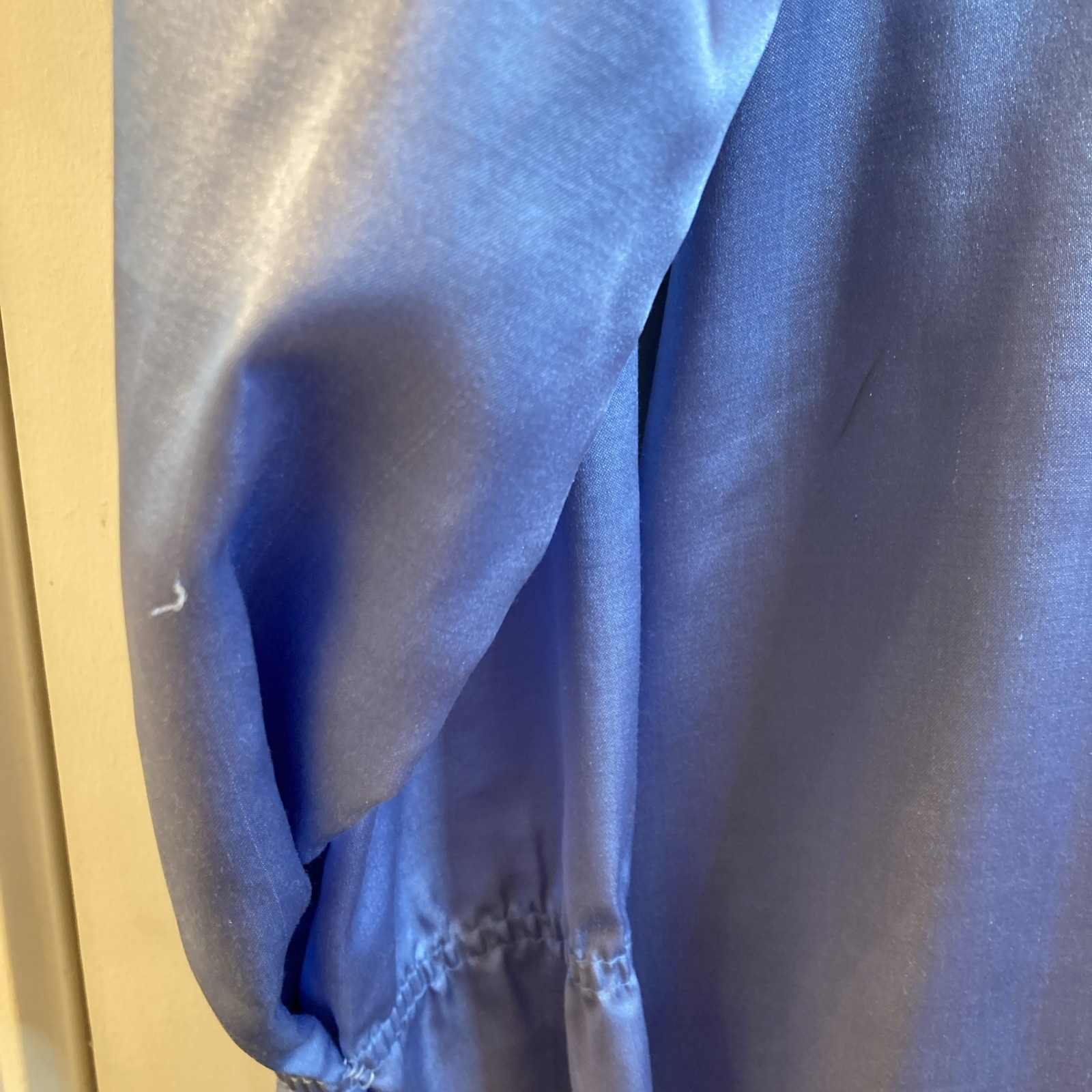 Vintage Brandywine Blue Satin Long Nightgown & Matching Robe Lace Retro MCM M/L