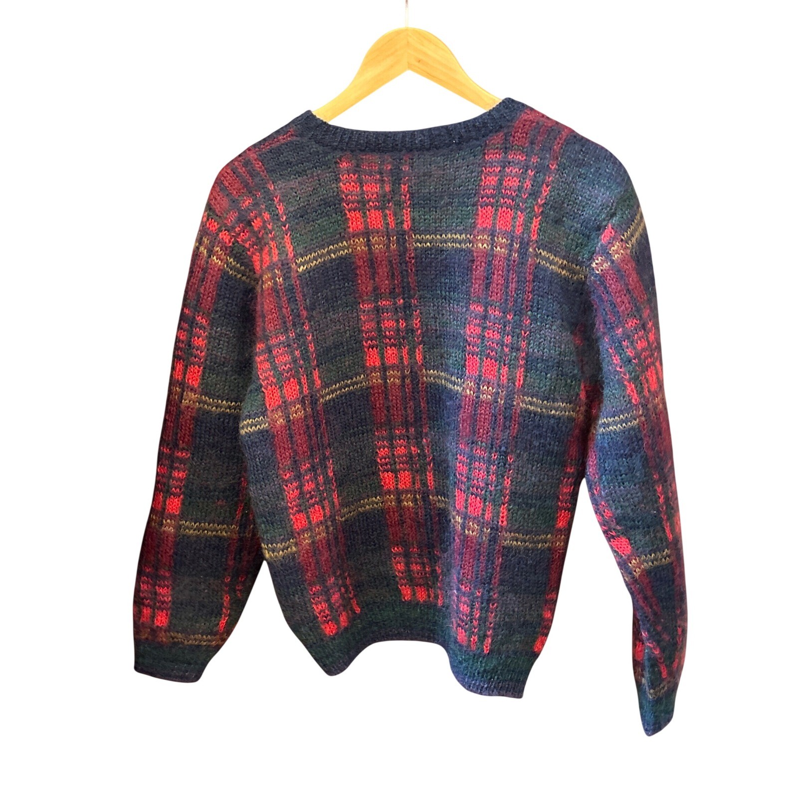 Vintage 90,s Talbots Mohair Wool Sweater Plaid Dark Academia Preppy Grunge Cozy