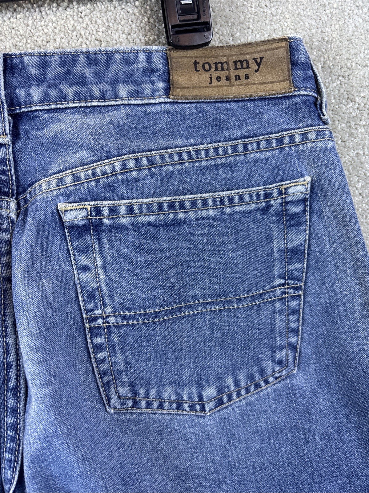 Tommy Jeans Button Fly Denim Womens 13 Junior (32×31) Blue Vintage Straight Leg