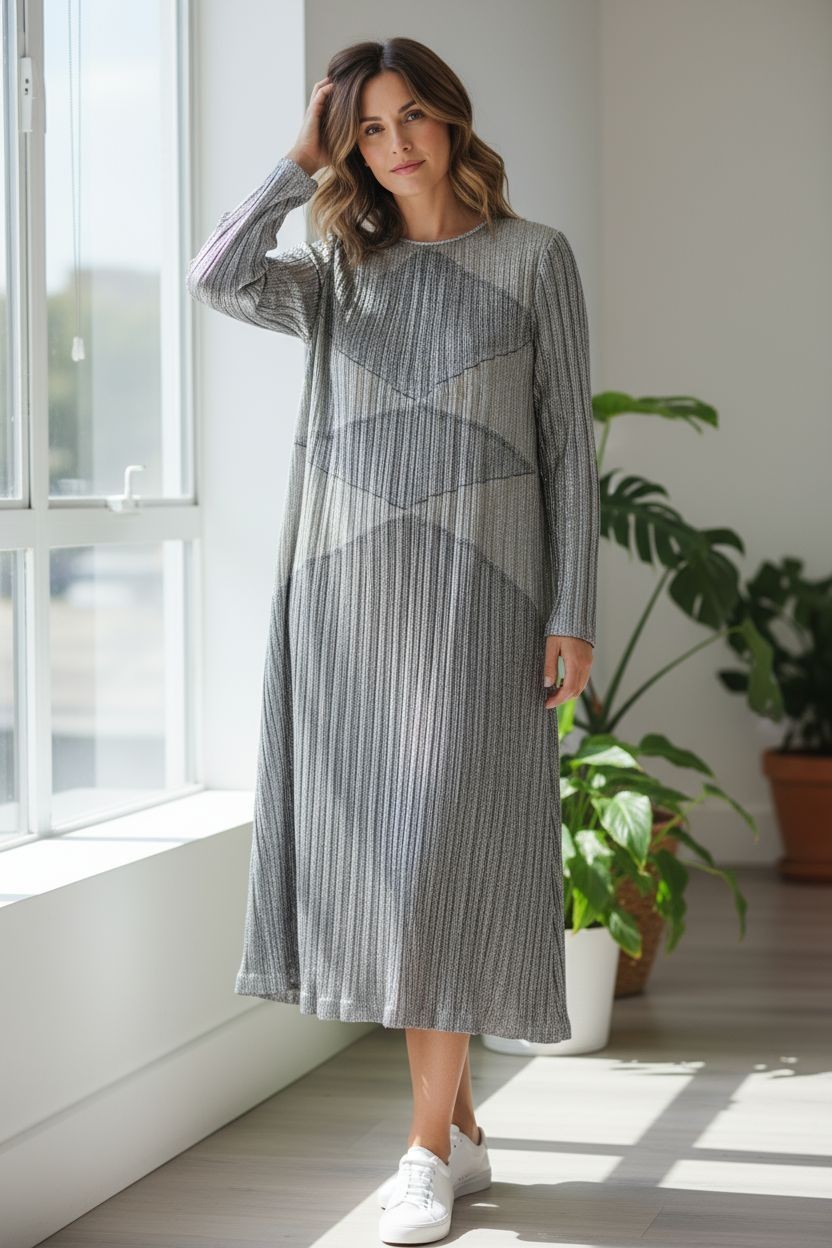80s Vintage Morton Myles For The Warrens Sz 10 Silver Lame Dress USA EUC