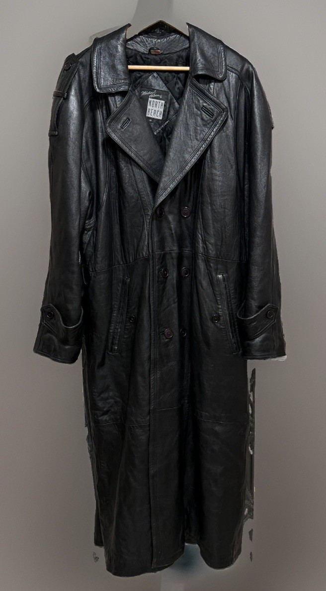 1980s Michael Hoban North Beach Leather Trench Coat in Black Size 42 No Belt