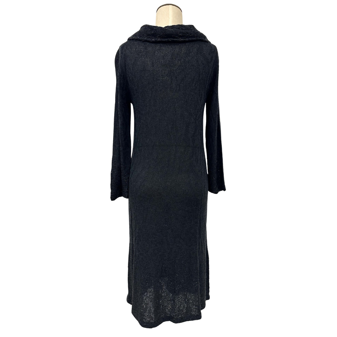 Vintage 1930s Henry A La Pensée Jet Beaded Drop Waist Knit Dress