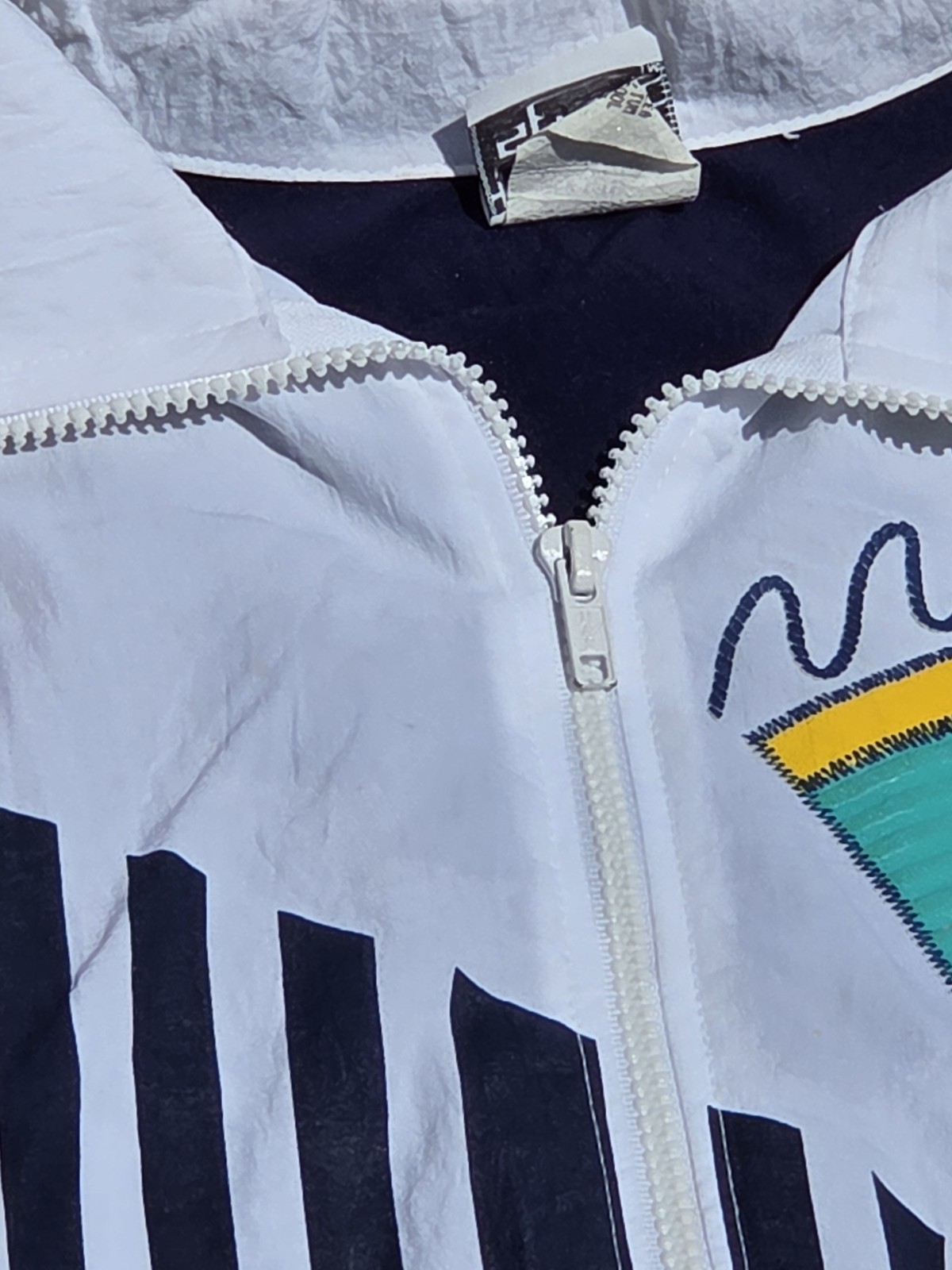 Vintage 90s Teddi Sport Geometric Windbreaker Jacket Memphis Neon Abstract Sz M