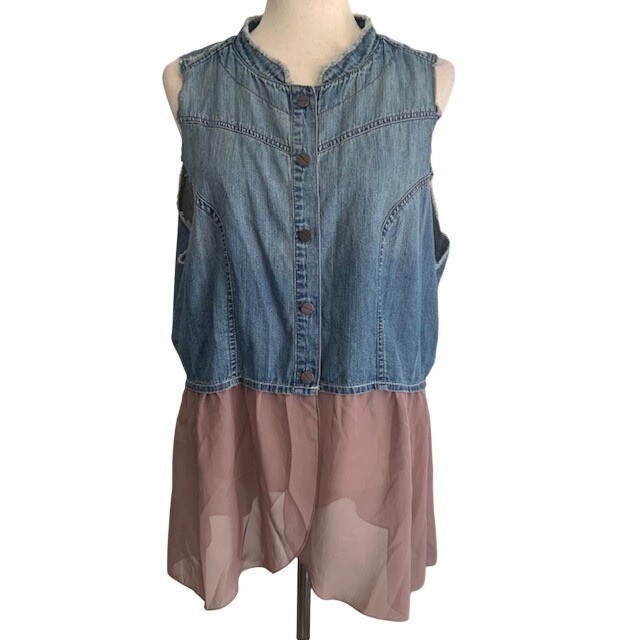 Cruel Girl Denim Vest XXL Embroidered Western Boho Cowgirl Chic Country Concert