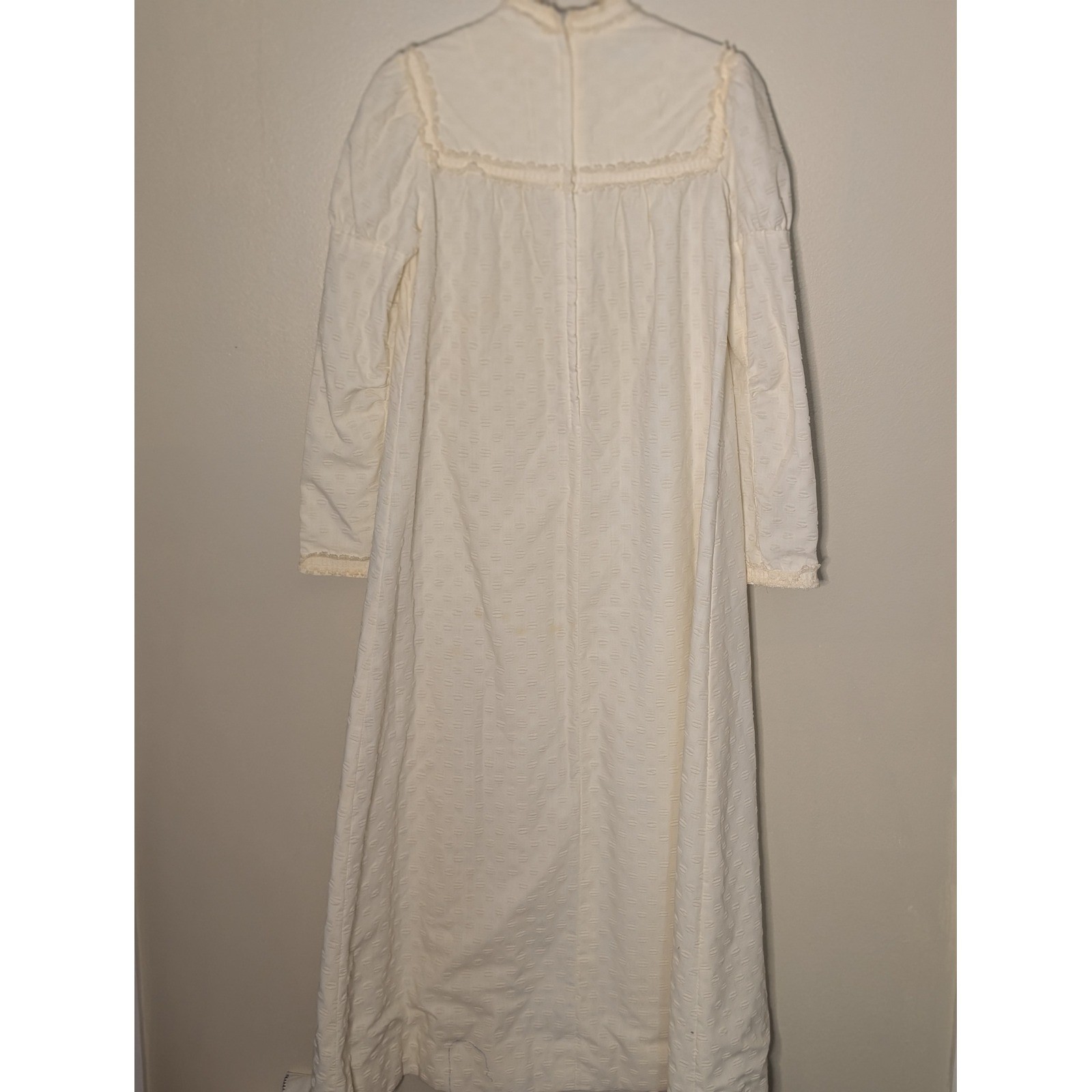Vintage Penneys Hawaii Cream Lace Trim Maxi Dress Victorian Prairie Cottagecore