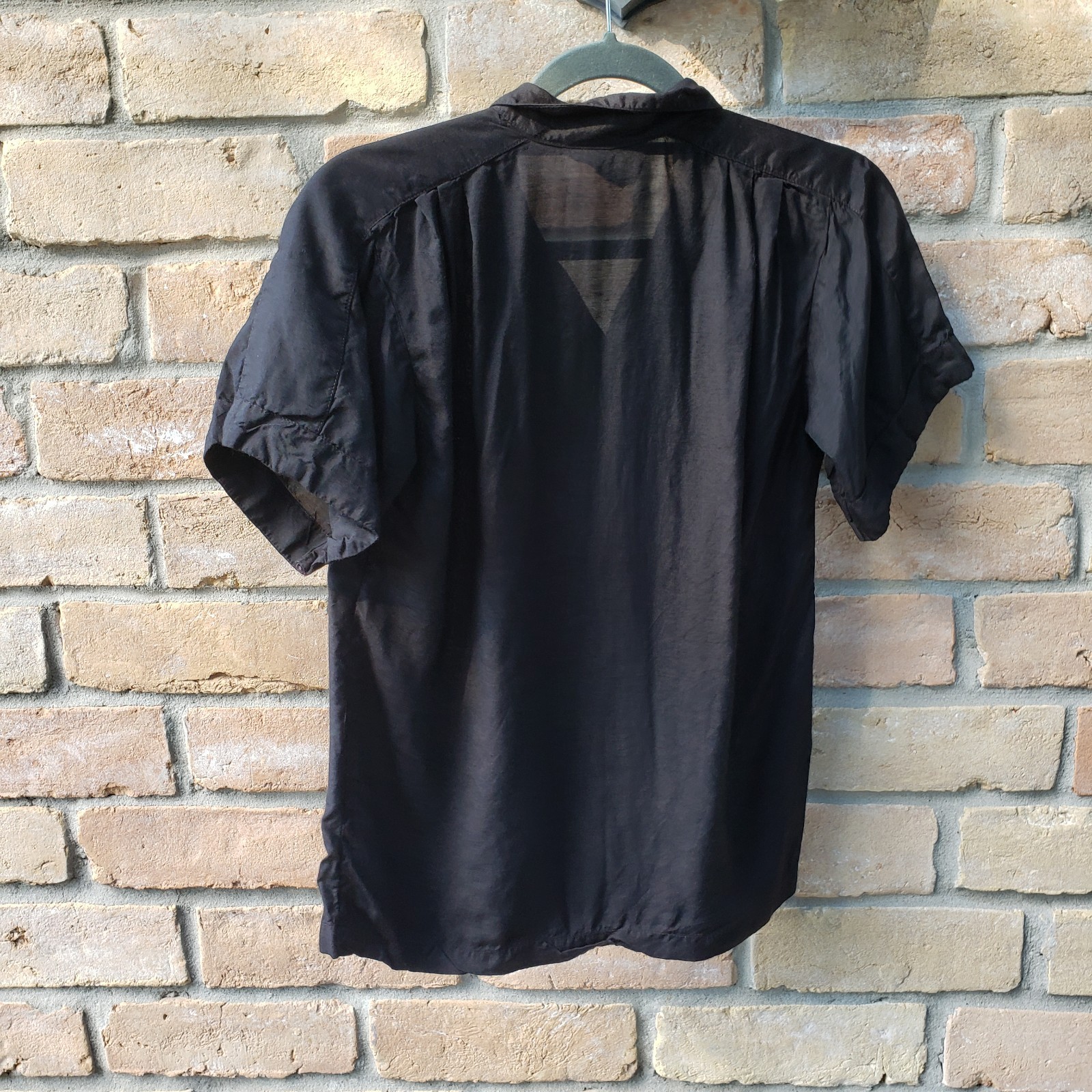 VTG 40s/50s Armel Black Button Front Top Shirt Sz M/L Rockabilly Embroidery Frog