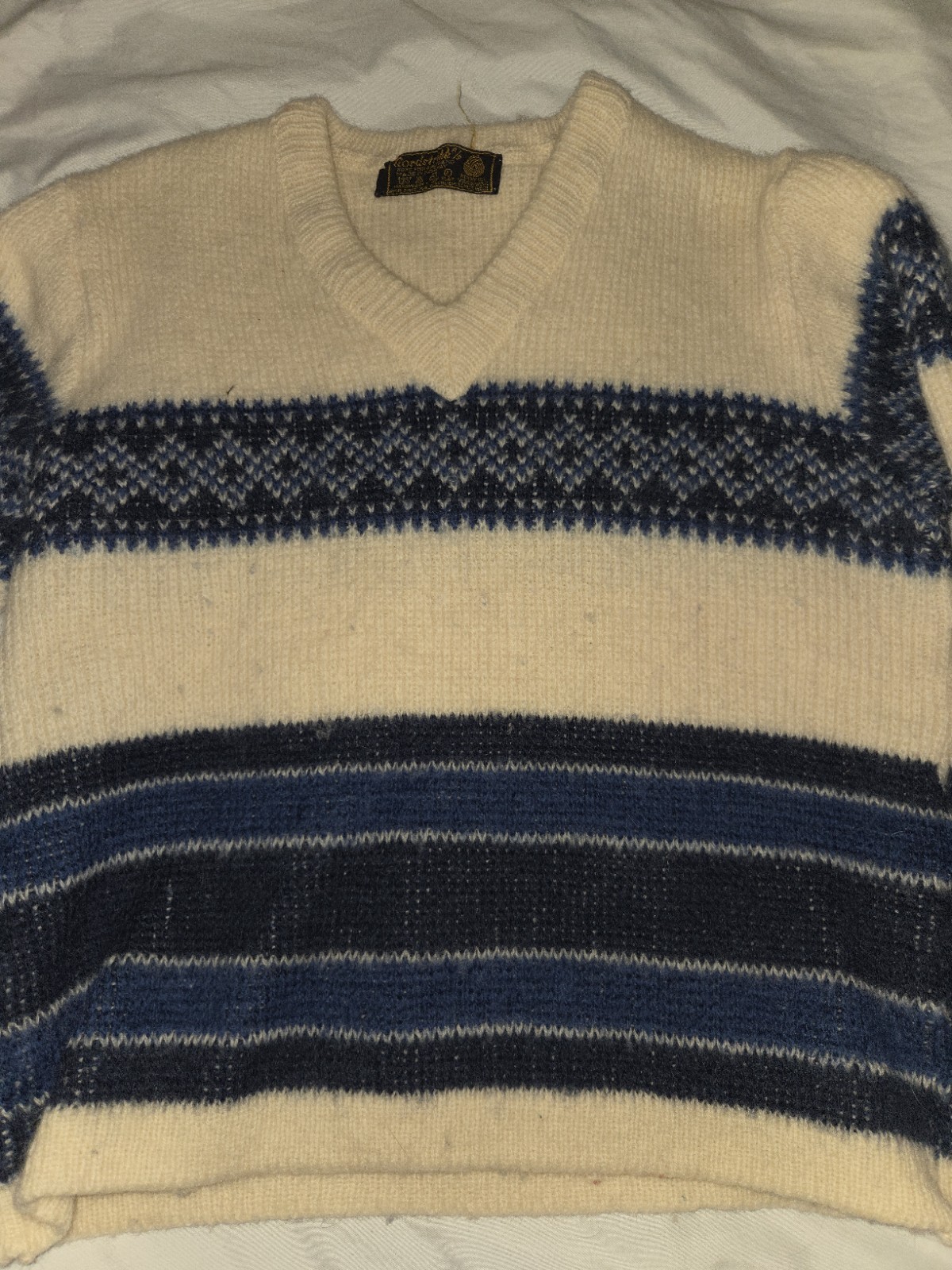 Vintage Nordstrikk Sweater Women’s Size 30 Virgin Wool Norway Cream Blue