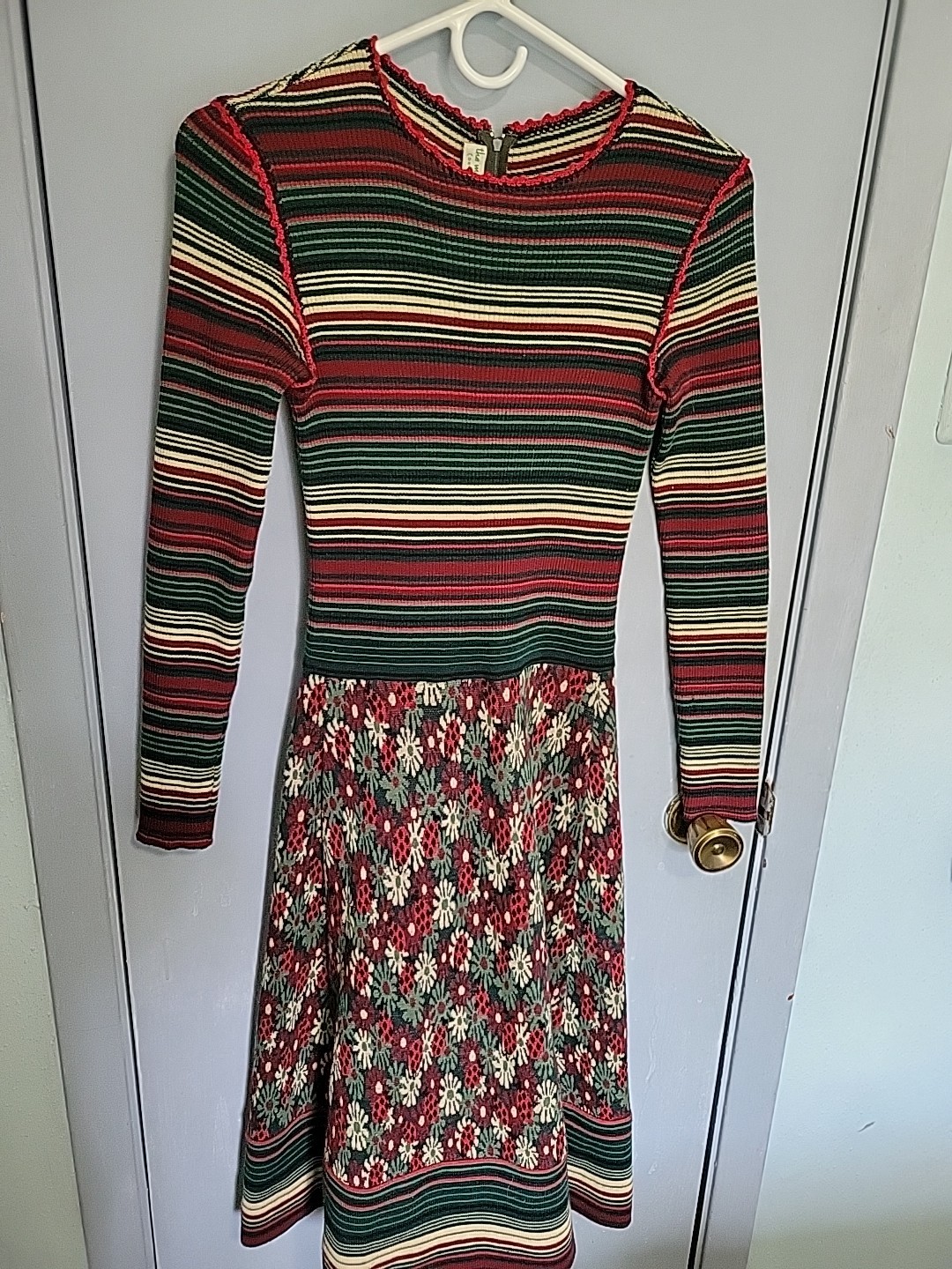 The Modern Shop Sweater Dress Sz Small Multi Color Stripe Ladybug Print Long