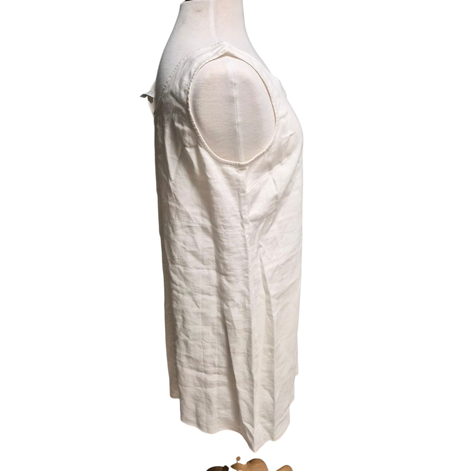 Compagnie Internationale Express White Linen Sleeveless V-Neck Dress NWT 11/12