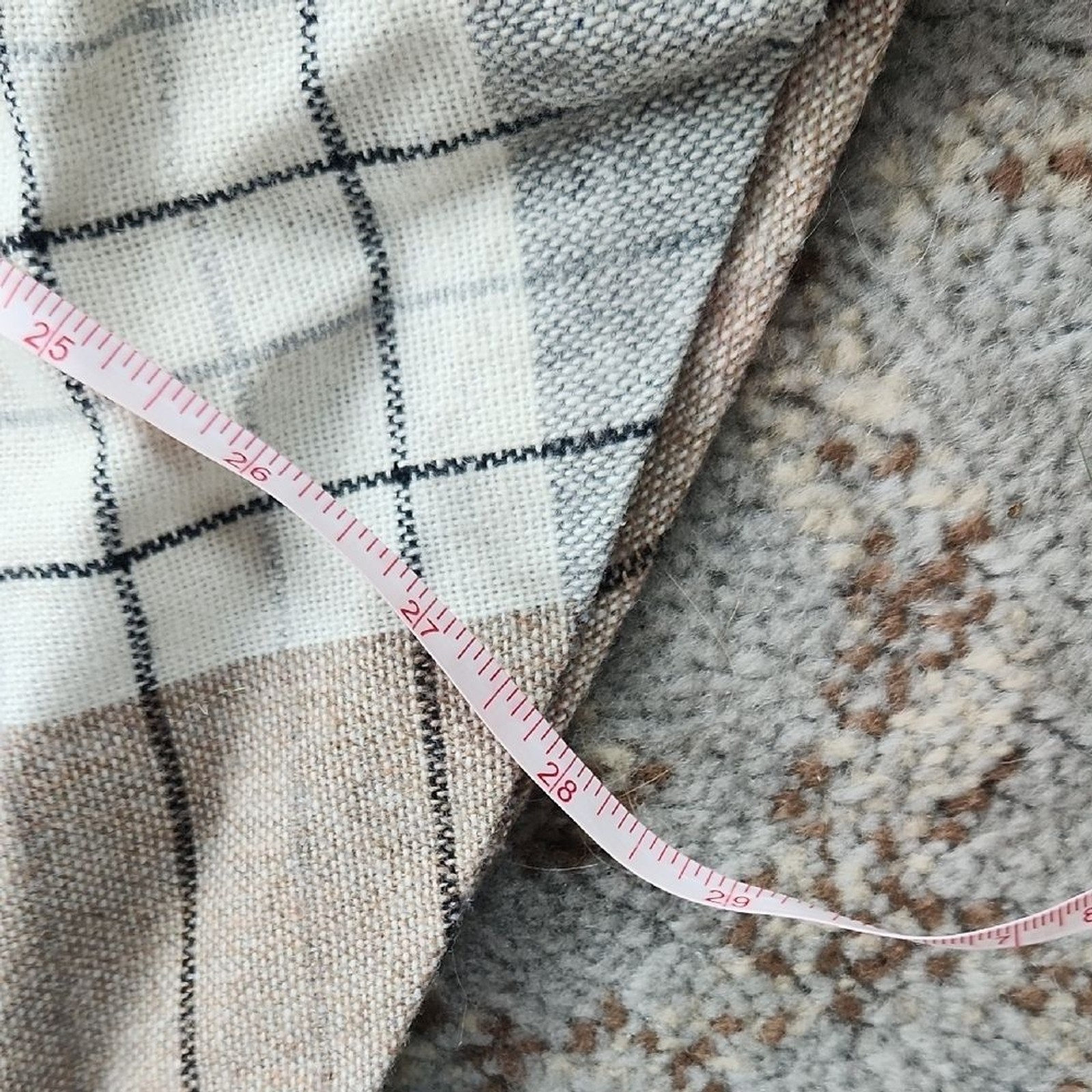 Vintage T.R. Bentley Wool Blend A-Line Plaid Skirt Tan Gray