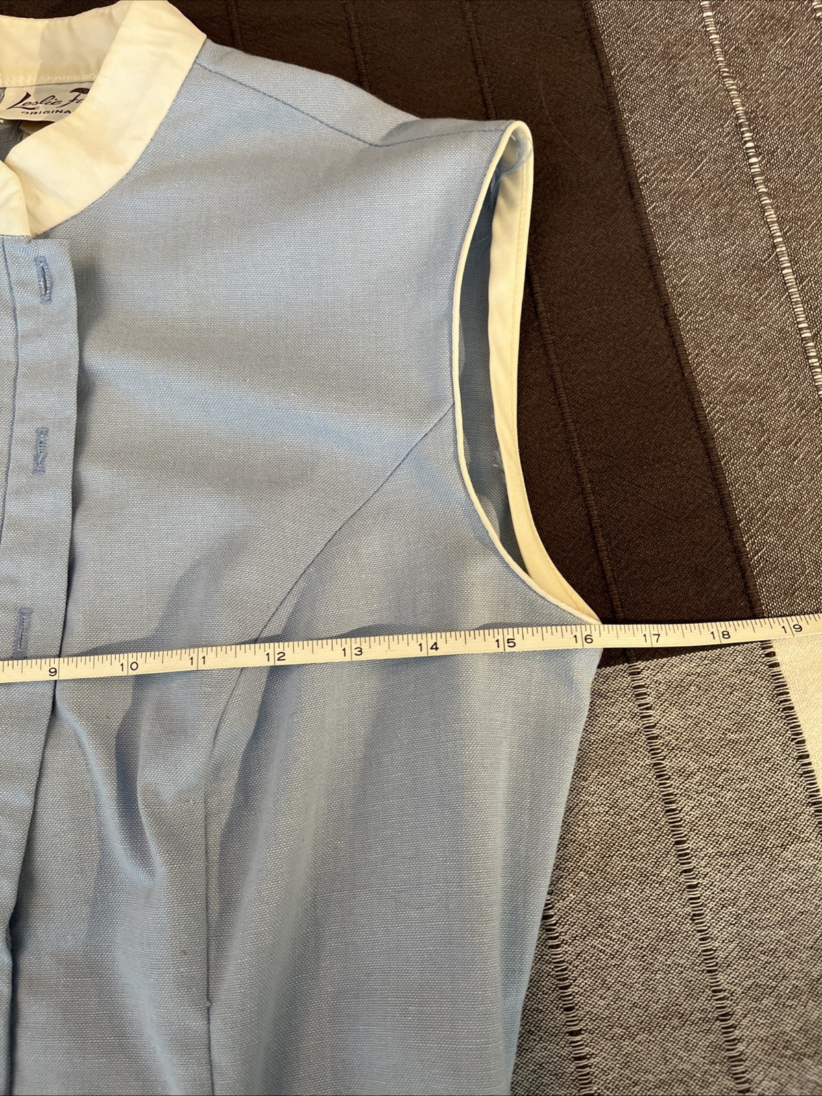 Leslie Fay Original Blue Oxford Cloth Sleeveless Shirtwaist