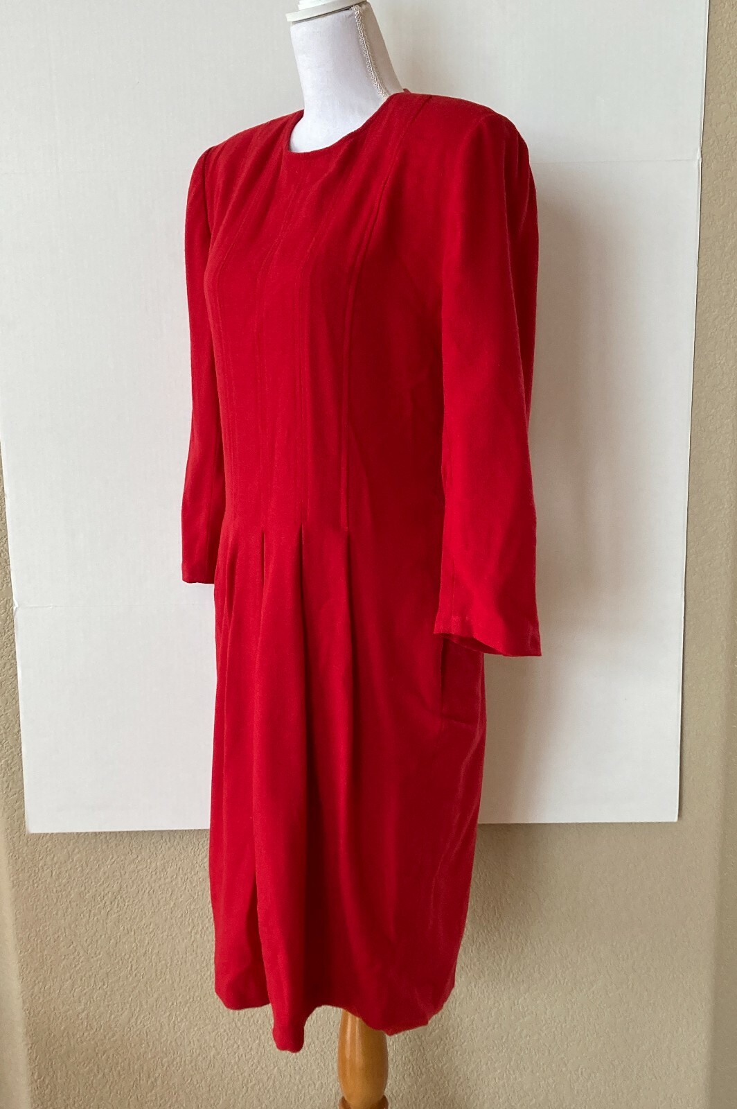 Vintage 80s Chetta B Wiggle Dress Bright Red Secretary Peter Noviello 38 Bust