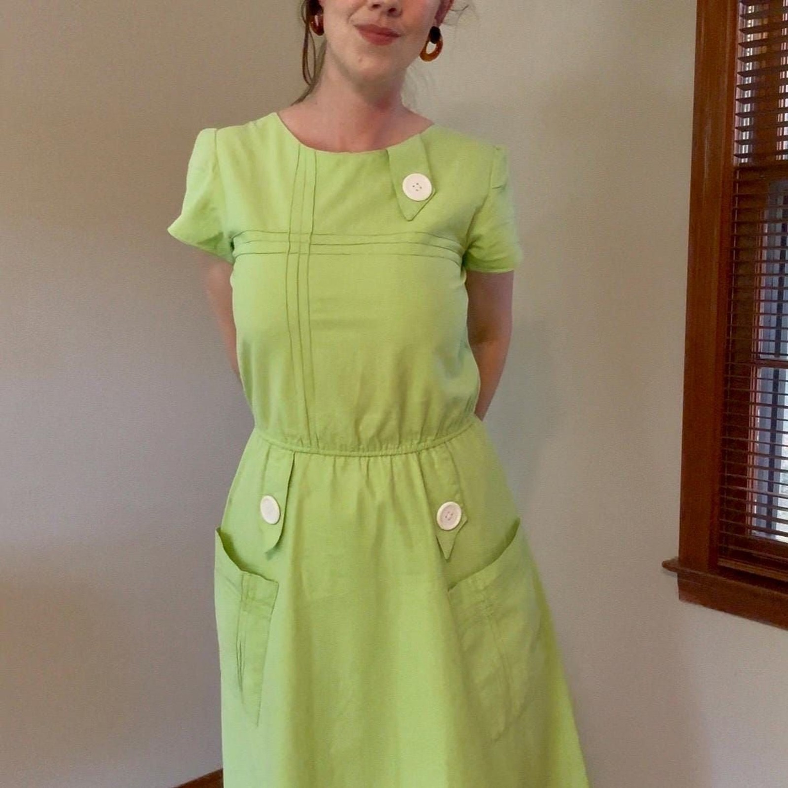 Vintage 60s Lime Green Mod MCM Pop Art Day Dress