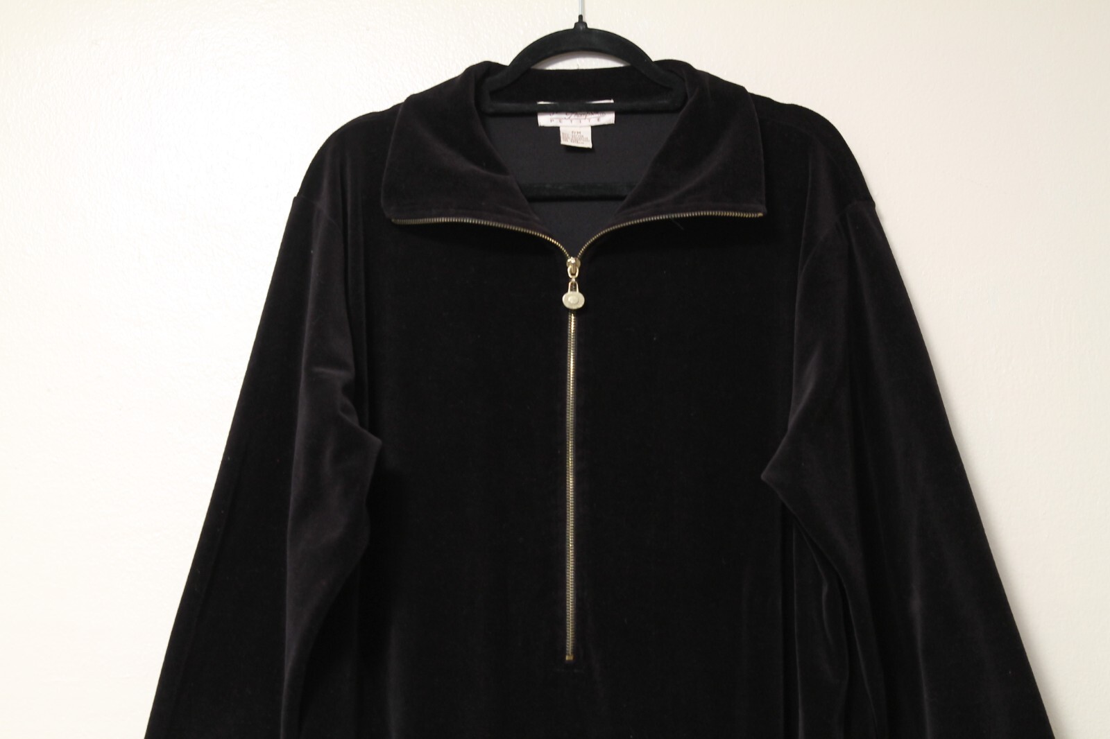 Vintage Norm Thompson Black Cosy Robe/Housecoat Zipper Front P/M