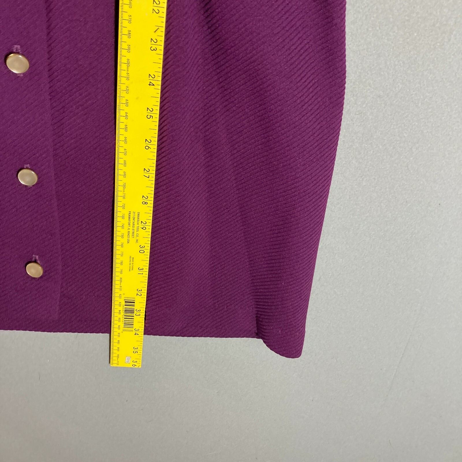 True Vintage Ladies Dress 60s Vibrant Purple Button Choker Collar Mini 31″W S/M
