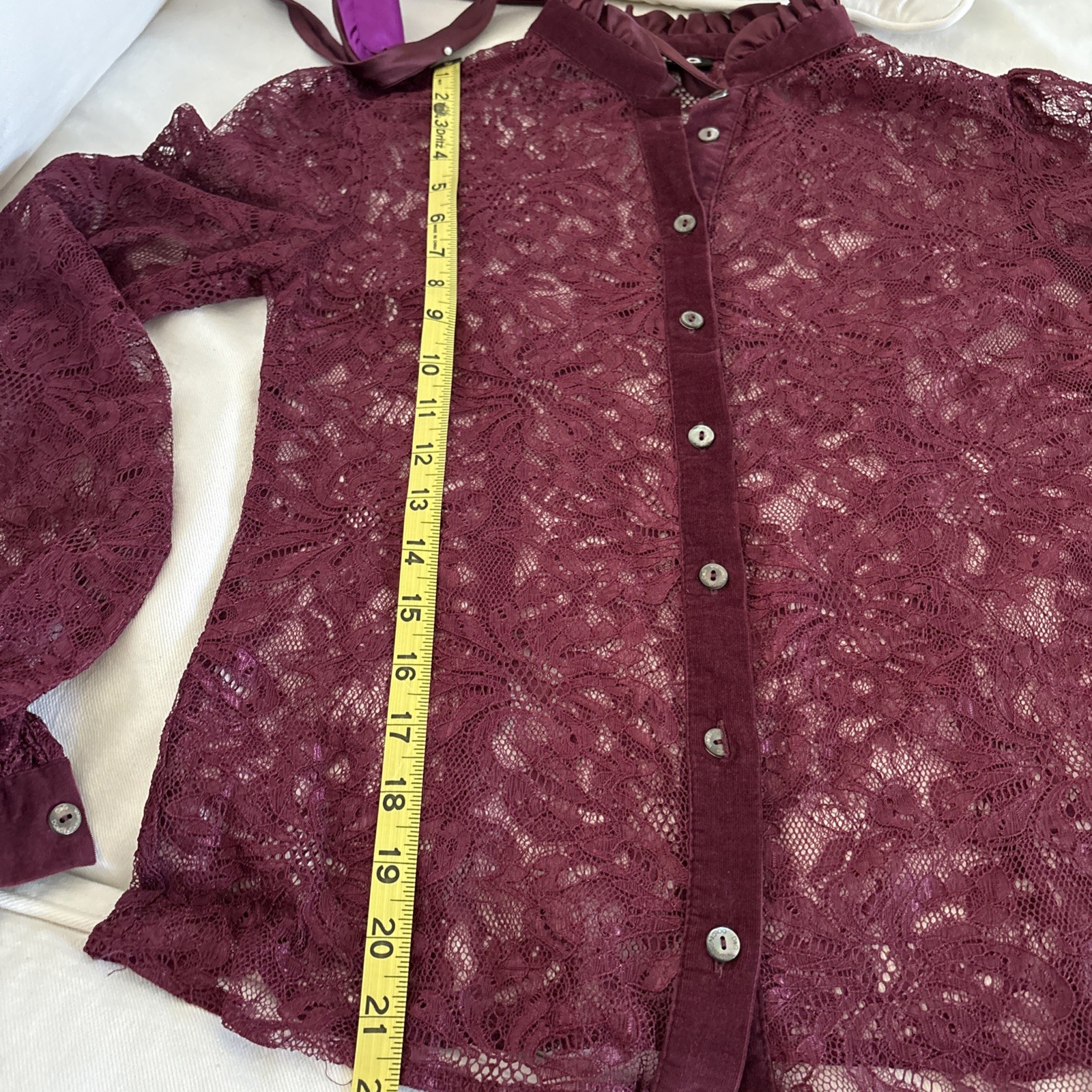 Vintage Dolce Gabbana D&G Silk Lace Mesh Long Sleeve Shirt Blouse Top Size 42