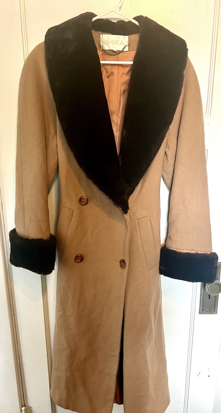 Vintage Size 4 Andrea Women’s Wool And Fur Trim Coat