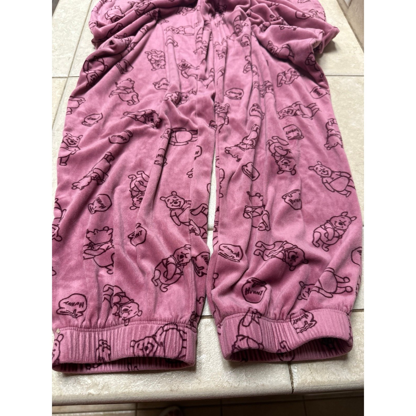 Disney Winnie the Pooh Velour Pants, Size Large, Pink