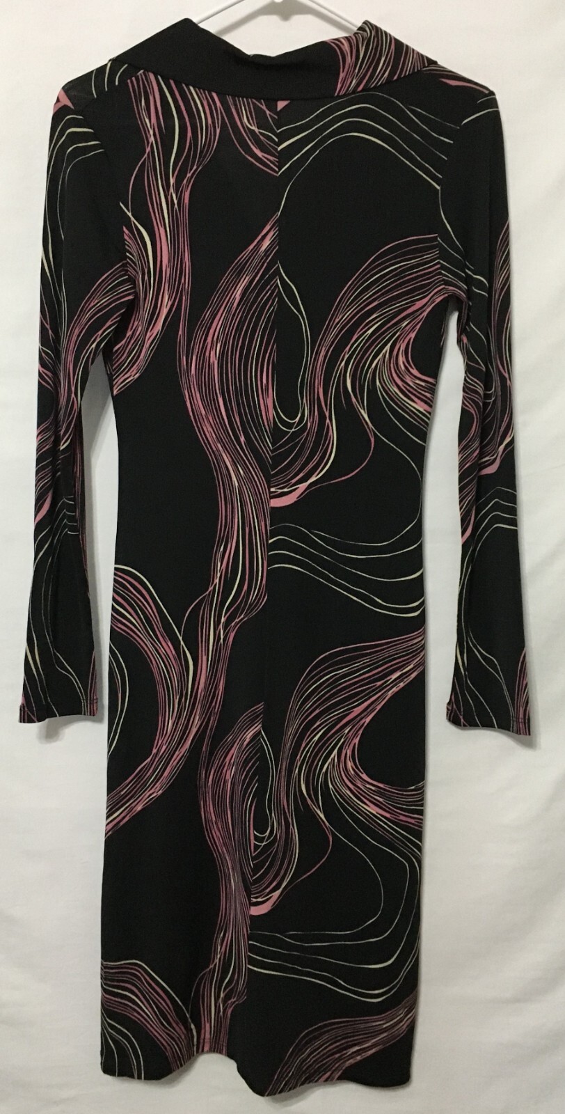 Vtg 90’s Check It Out Women’s Black/Pink/White Abstract L/S Dress Size S/M NWT