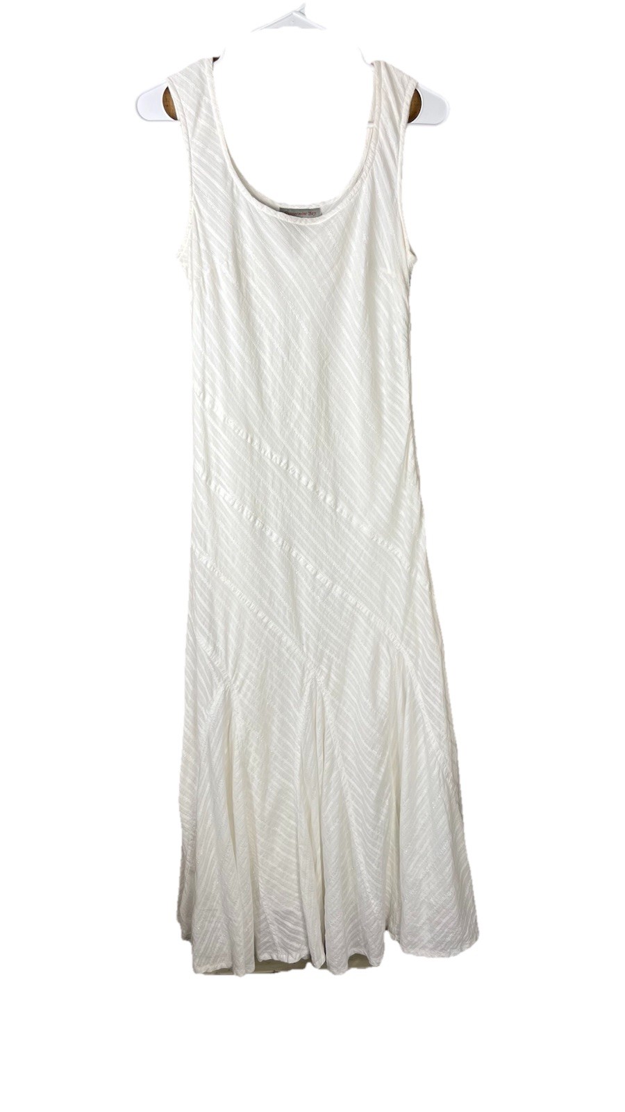 Peppermint Bay (Sz M) White Maxi Dress Trumpet Hem Sleeveless 100% Cotton