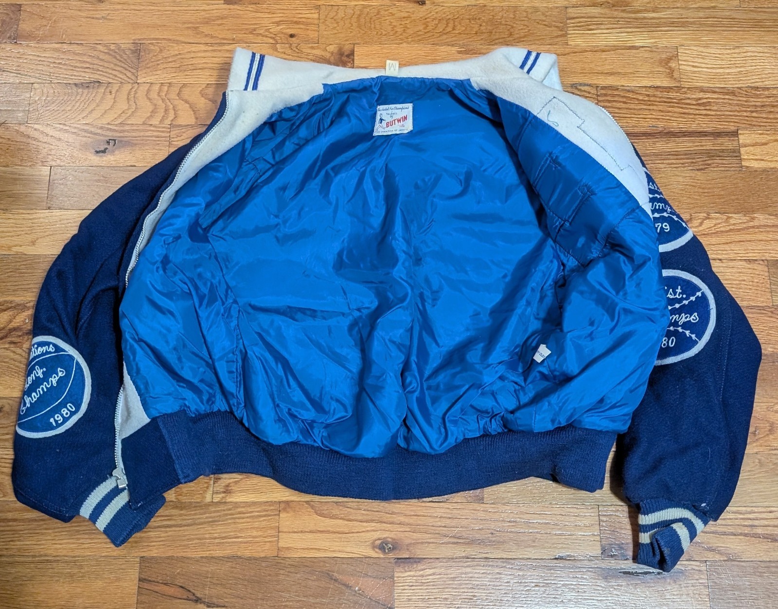 Vintage Butwin Varsity Jacket – Women’s Medium Coat – 1980 Oklahoma Champs Patch
