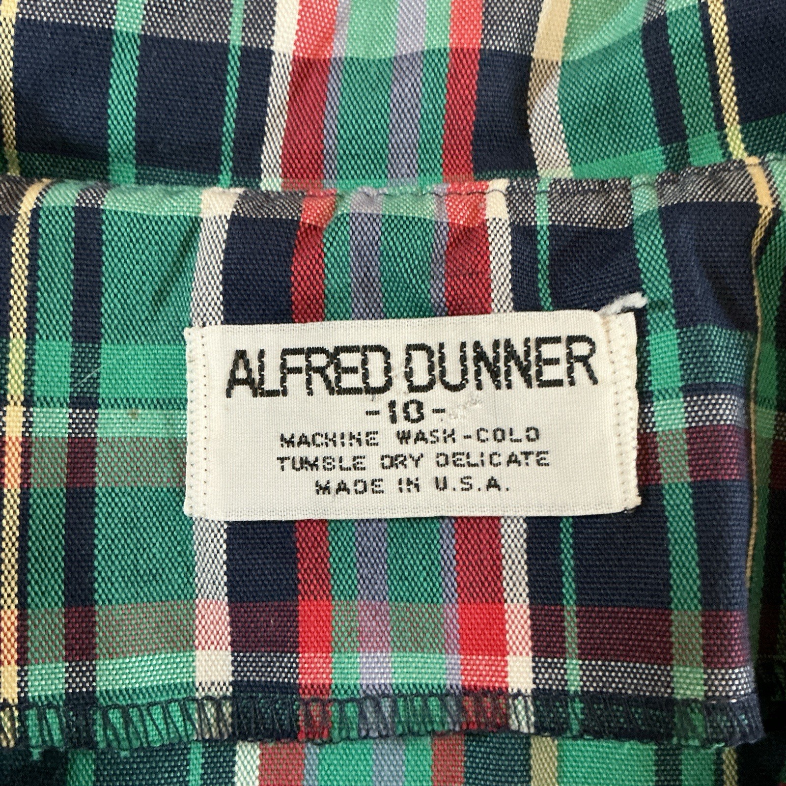 VTG Alfred Dunner Womens 10 Plaid Blazer USA Madras Green Blue Red Jacket #22E4