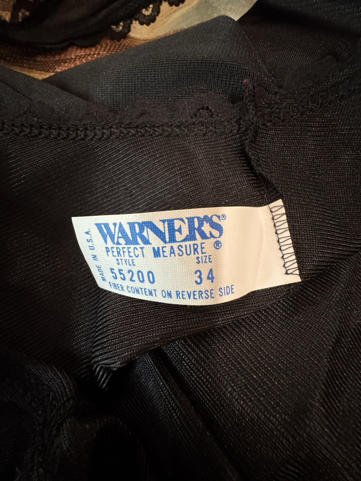 LADIES VTG WARNER PERFECT MEASURE Black HALF SLIP & CAMISOLE SET size MEDIUM/34