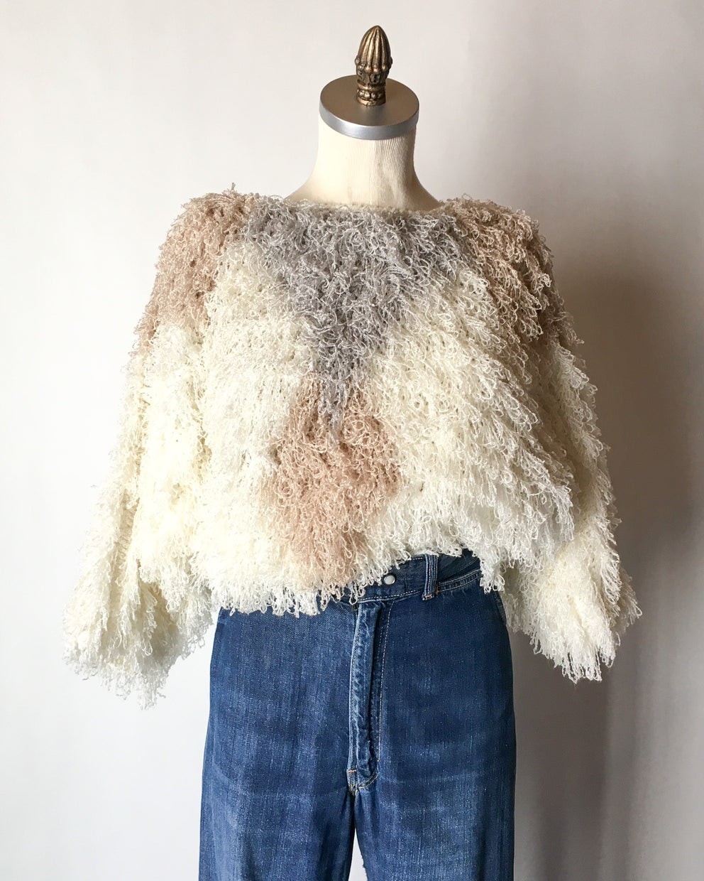 Rare Vtg 80’s Side Effects Loopy / Shaggy Crochet Hand Knit Sweater Sm/Med