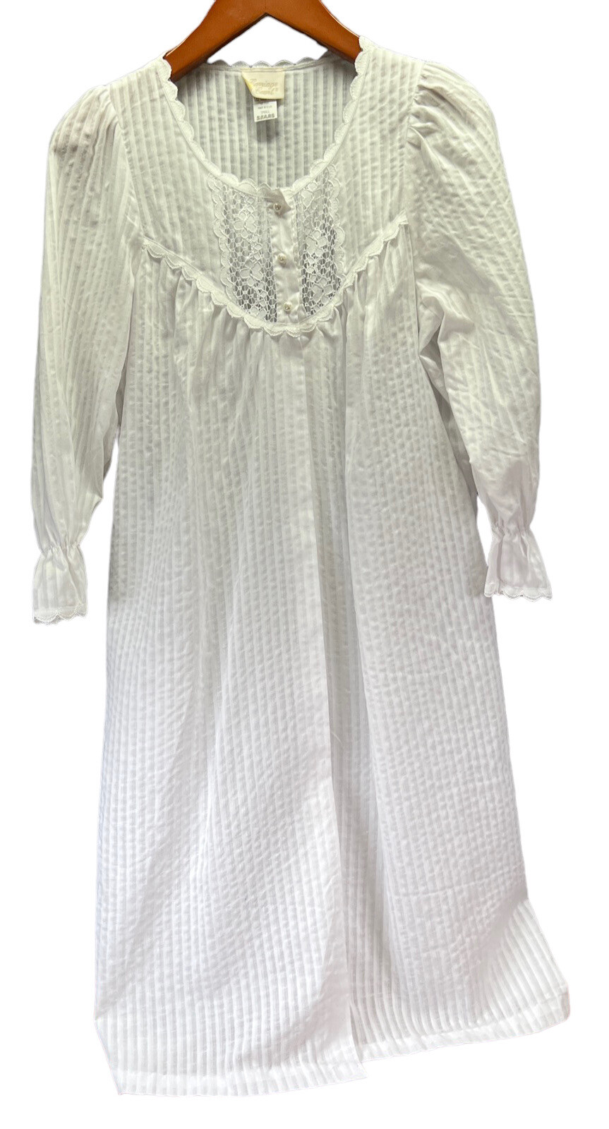 Vintage 90’s CARRIAGE COURT 100% Cotton White Lace Robe Women’s S