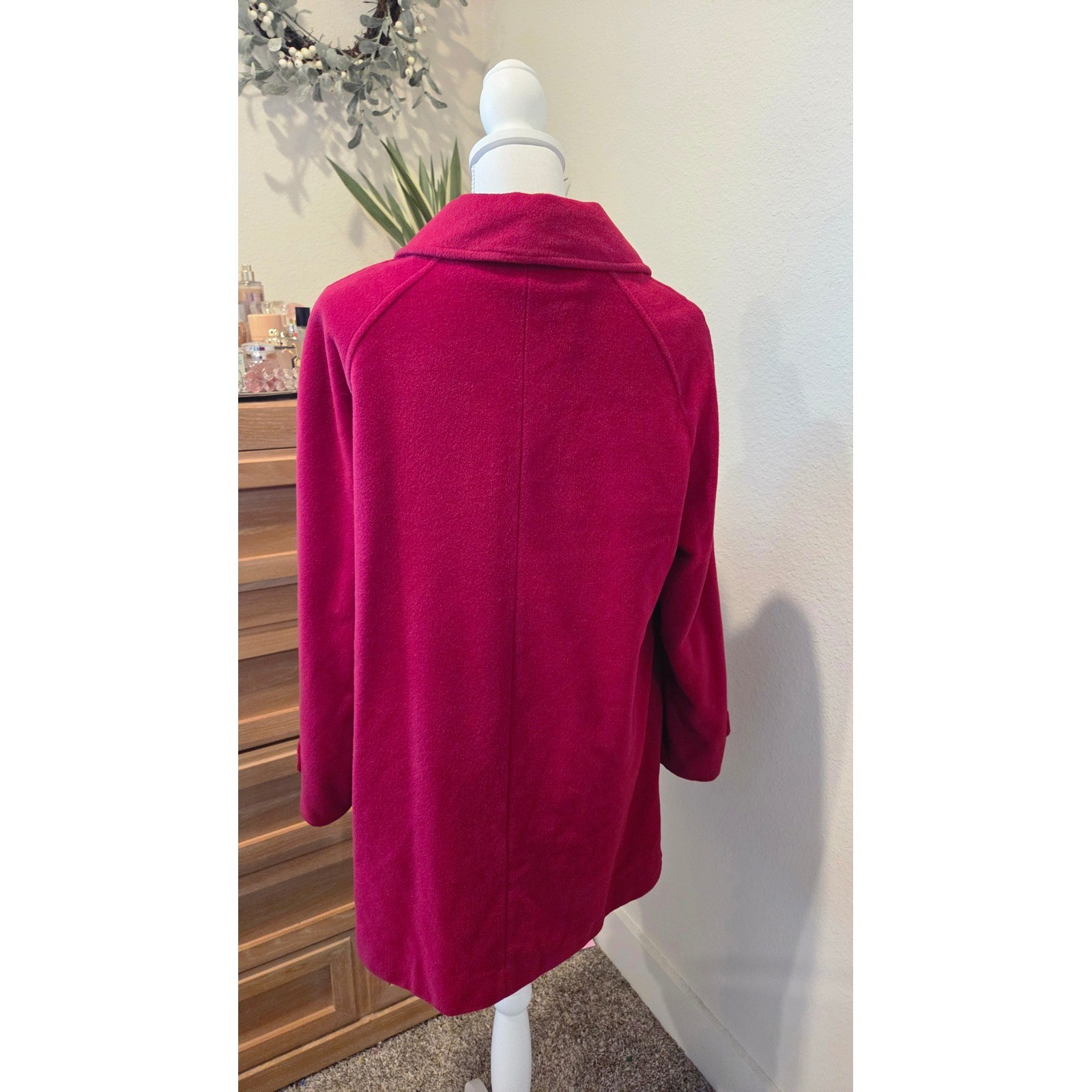 Vintage 1960s Wellington Fashions Kashmiracle Pink Red Button Front Coat ILGWU