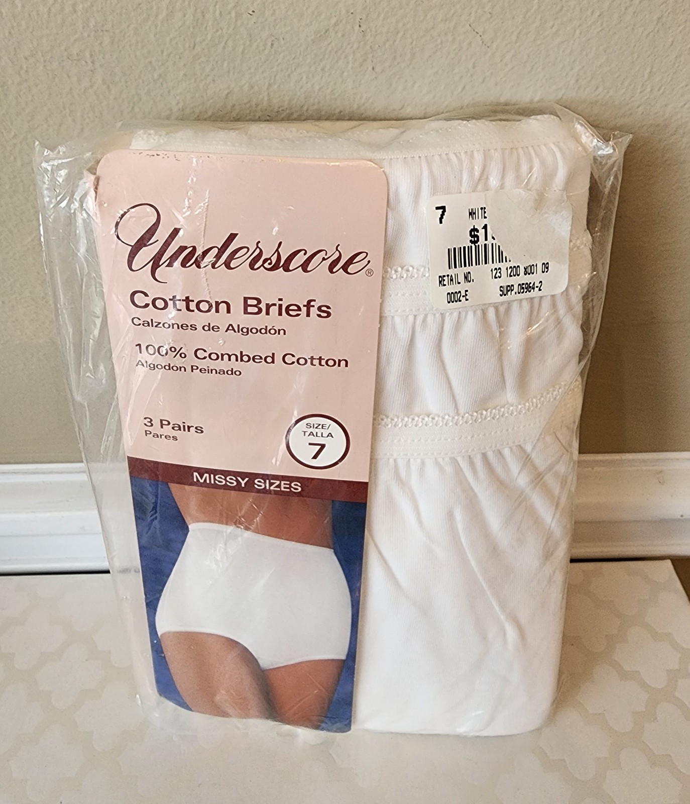 VTG Underscore Sz 7 Cotton Full Cut Brief Panties White 3 Pk JCPENNEY Women’s