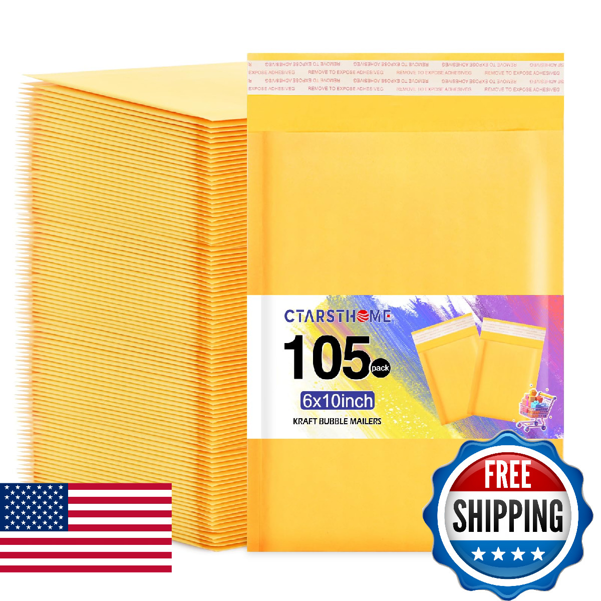 Ctarsthome 105Pack Yellow 6x10inch Kraft Bubble Mailers Small Business Mailing P