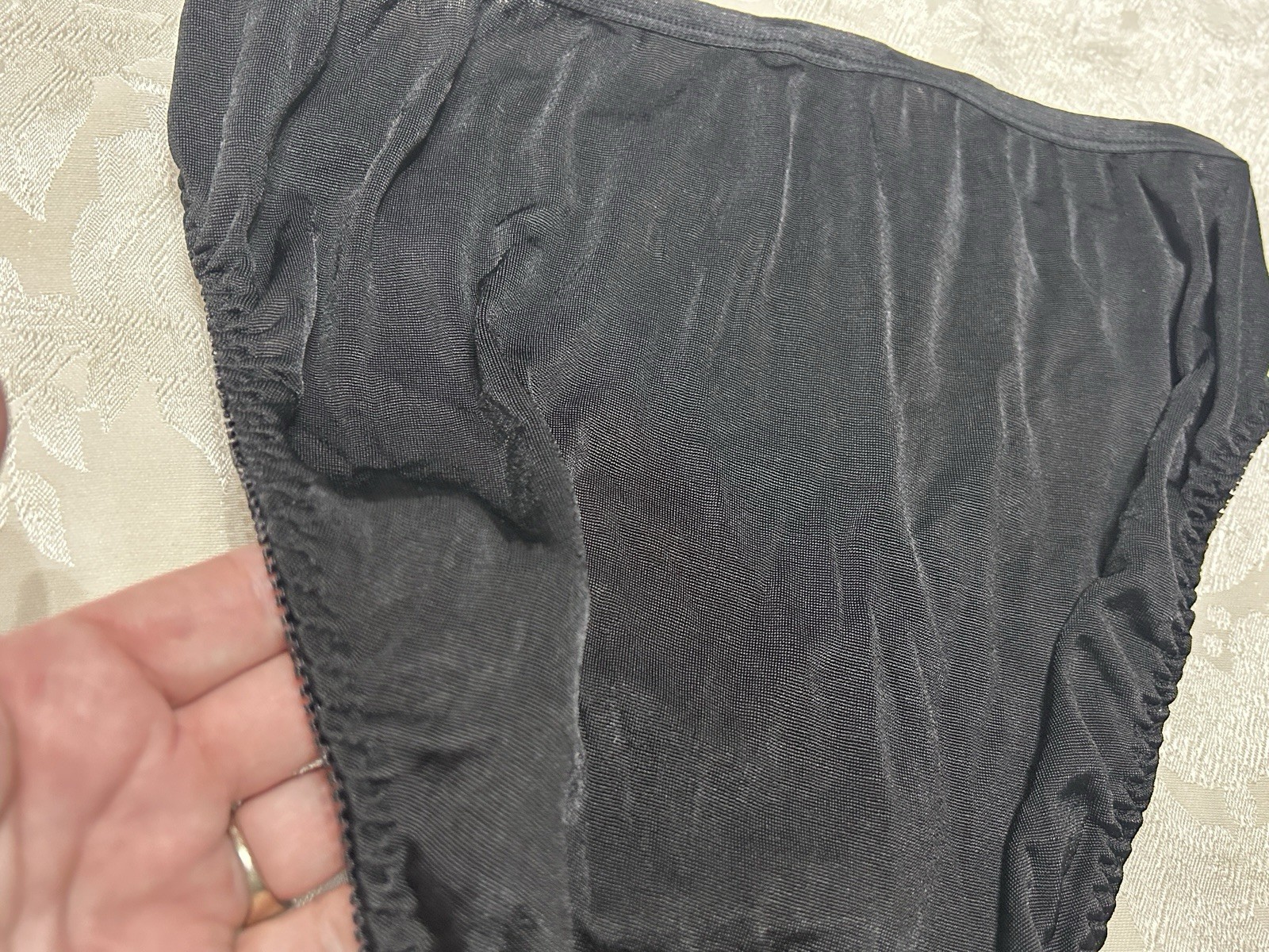 NWT Vtg RENE ROFE’ Feels Like Satin Polyester Hi-Leg 10 Black Panties #418