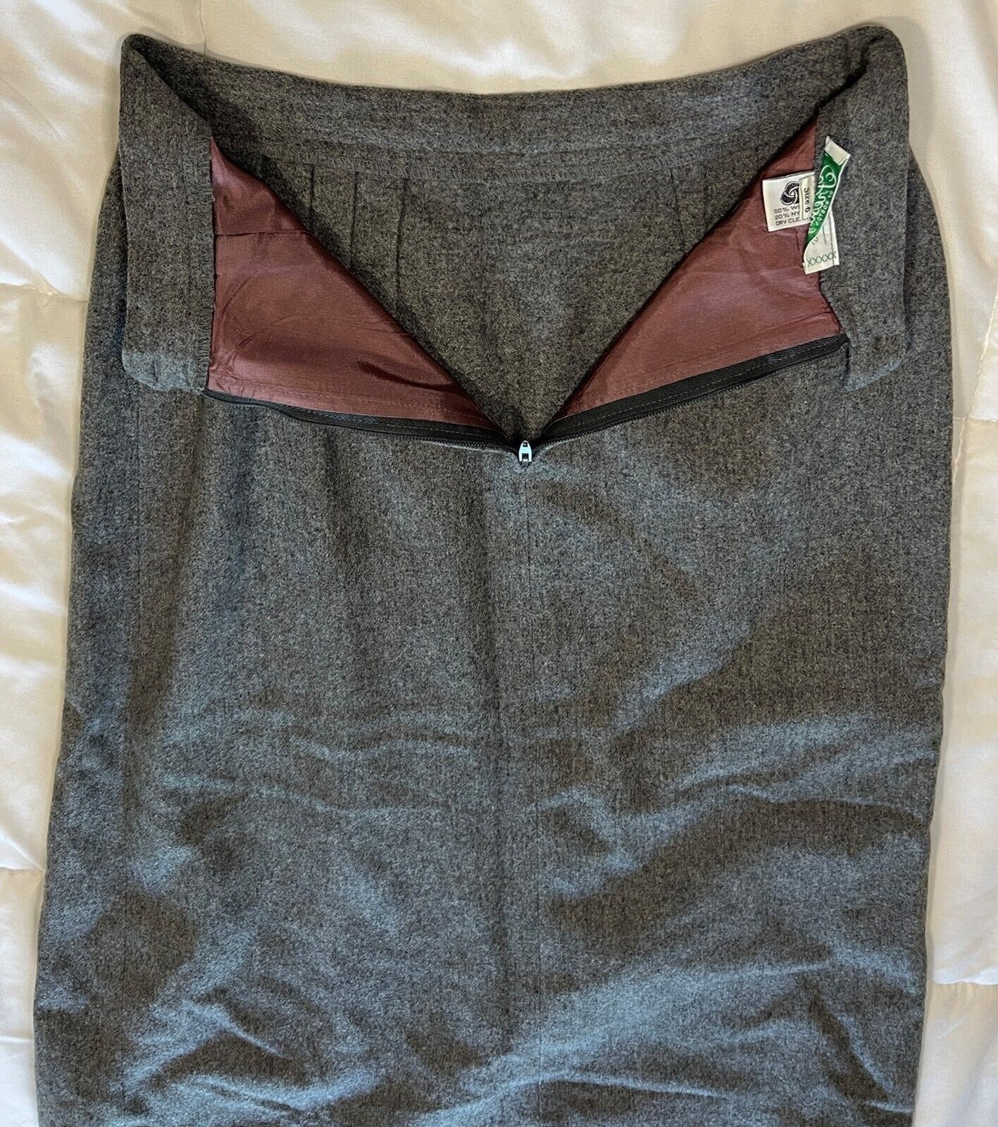Vintage Prestige of Boston Wool Pencil Skirt Charcoal Gray Size 6