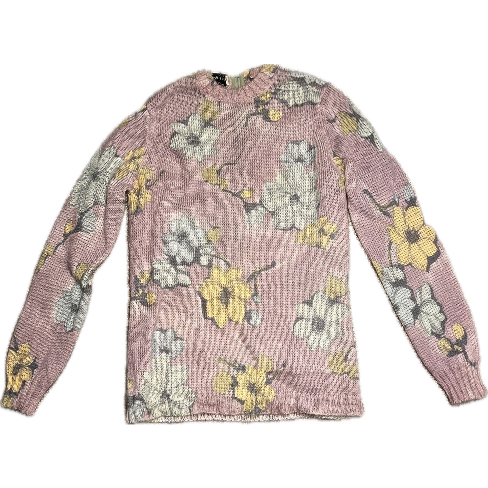 JEAN DESSÈS Vintage XS Paris Sweater –Pink Mohair Floral – Made in France