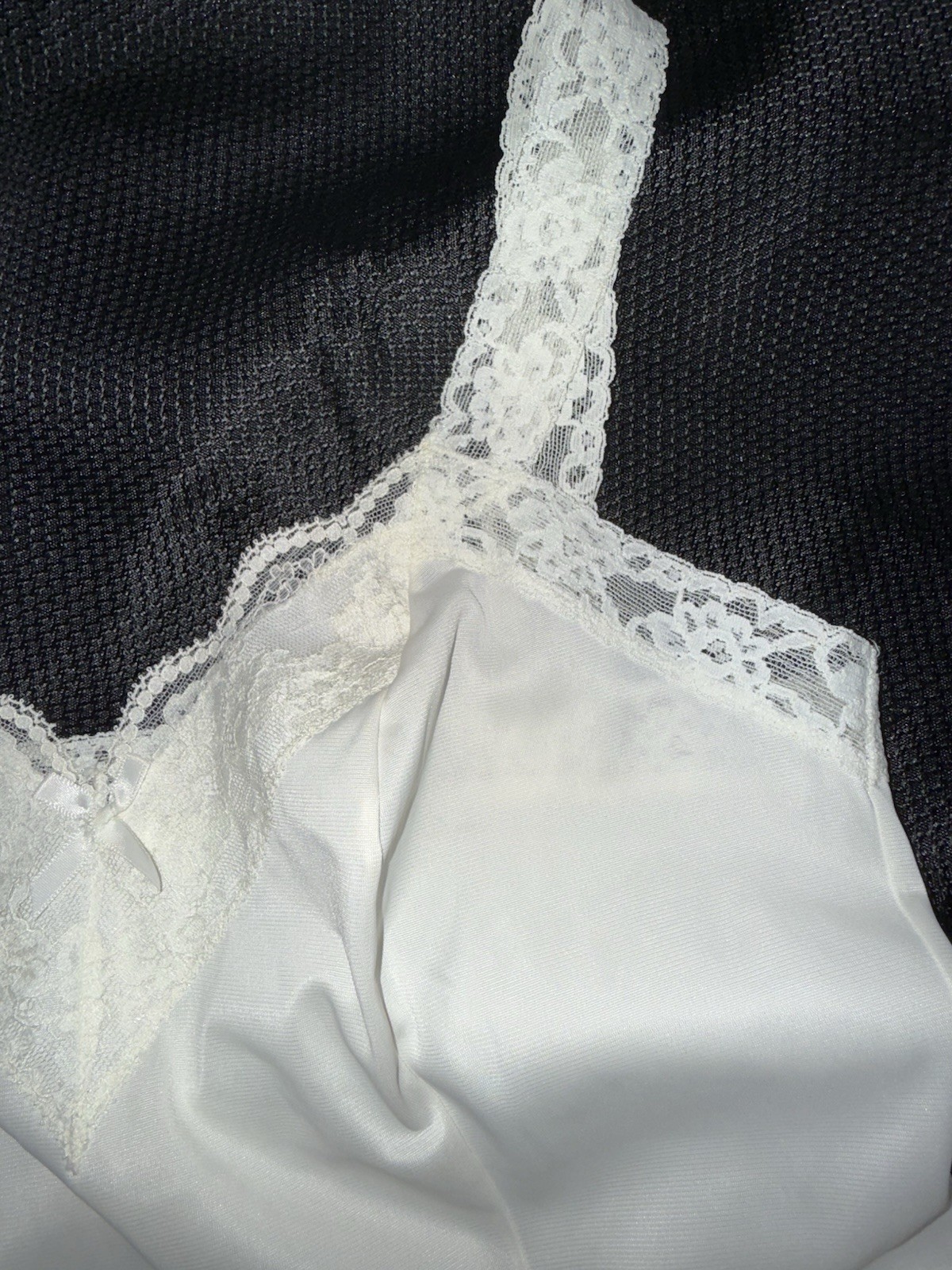 Vtg Olga Half Slip Camisole Cami Top Set Secret Hug Lace Band Pink White S 32 34