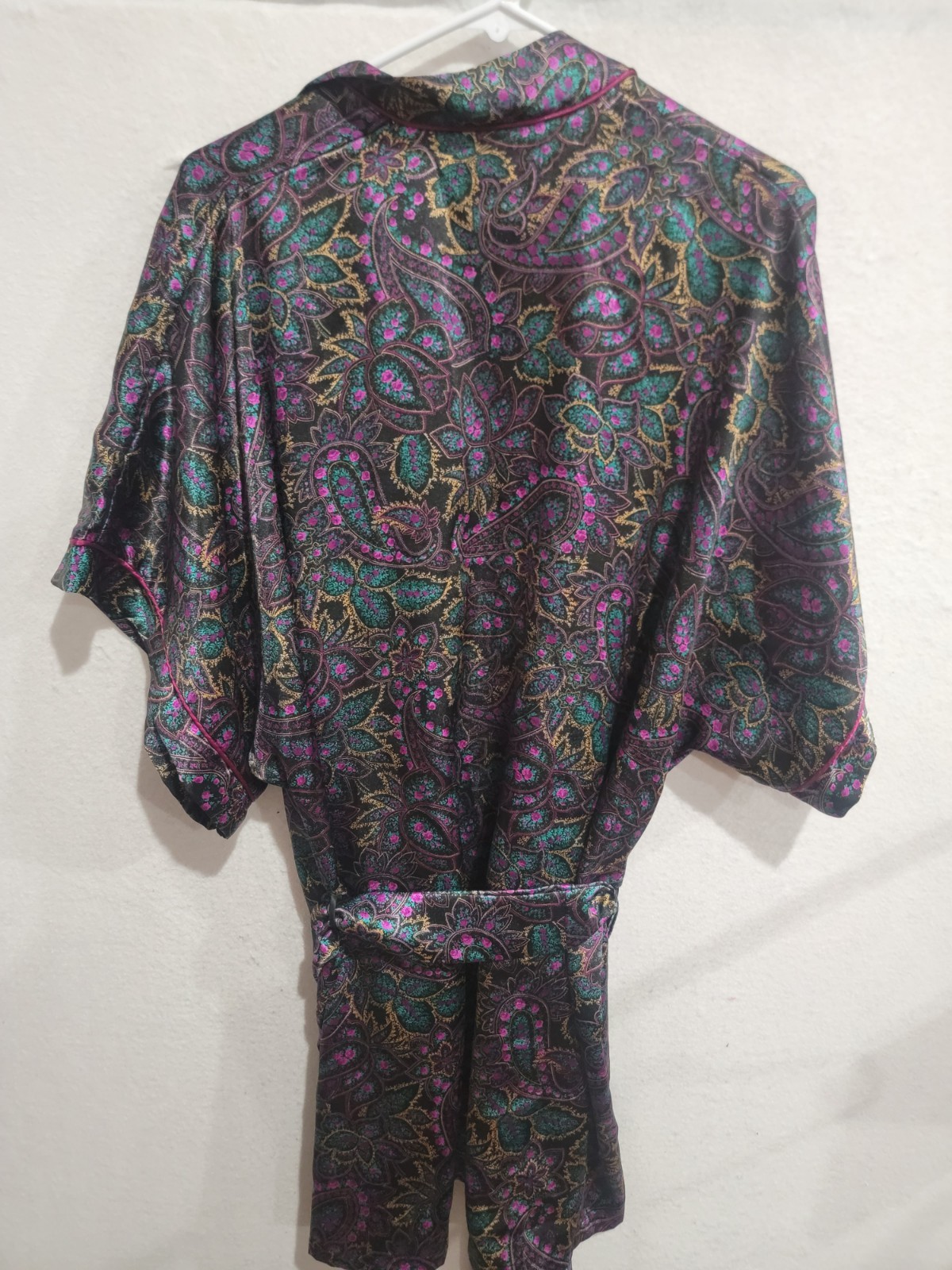Vintage Circa 2000 Paisley Robe Camisole Set 2XL Made in USA Satin Lingerie 2pc