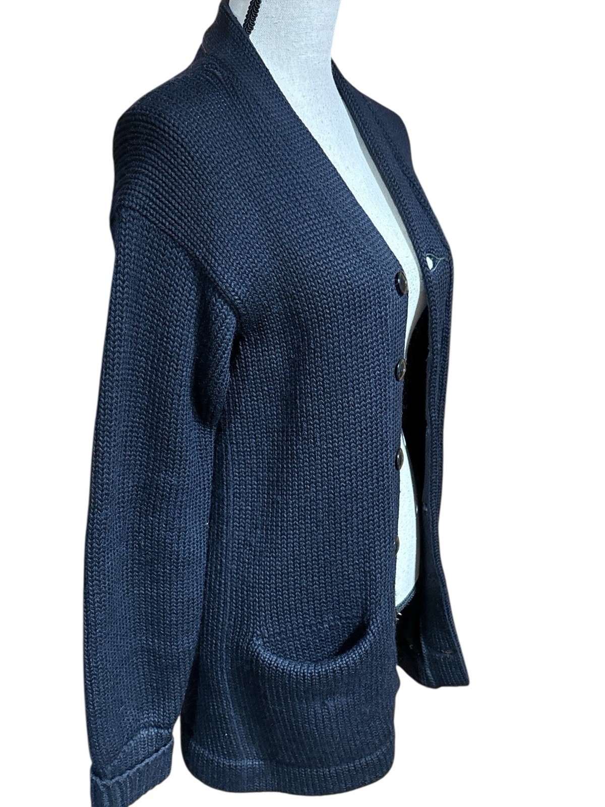 Vintage Women’s Heavyweight Mt. Joy High School Letterman Sweater Cardigan Blue