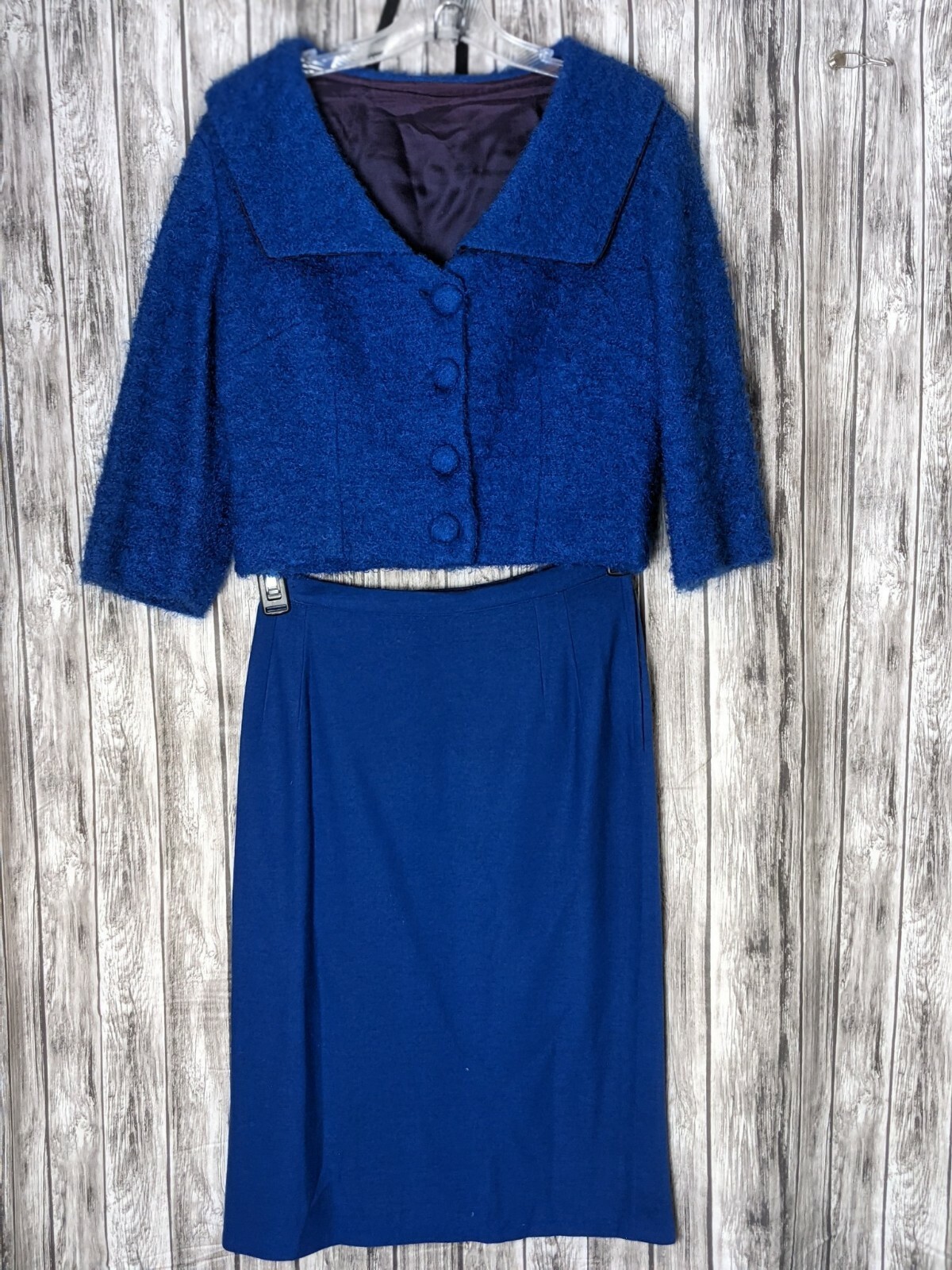 Women’s Vintage Royal Blue Skirt Suit ~ 28 inch waist