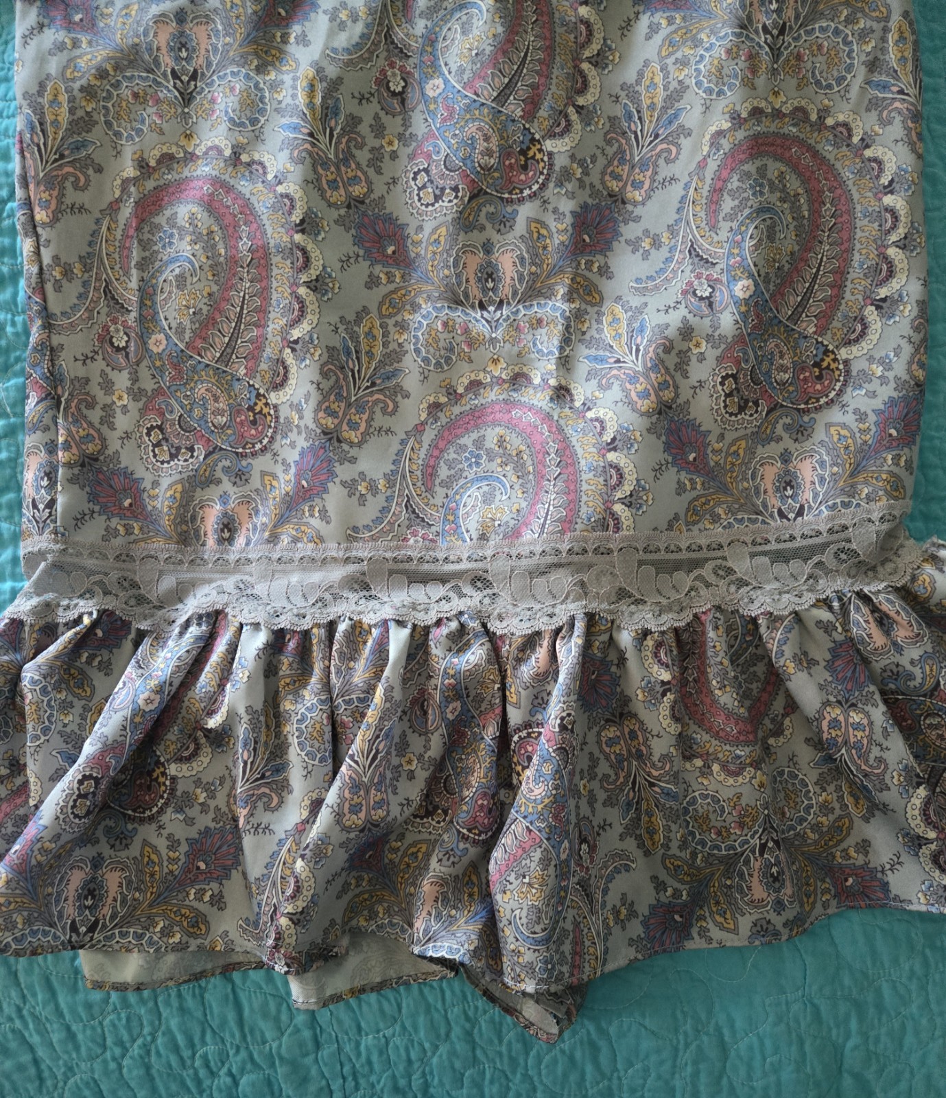 NWT Vintage Kayser Teddy Lingerie Size 34 Gray&Pink Paisley