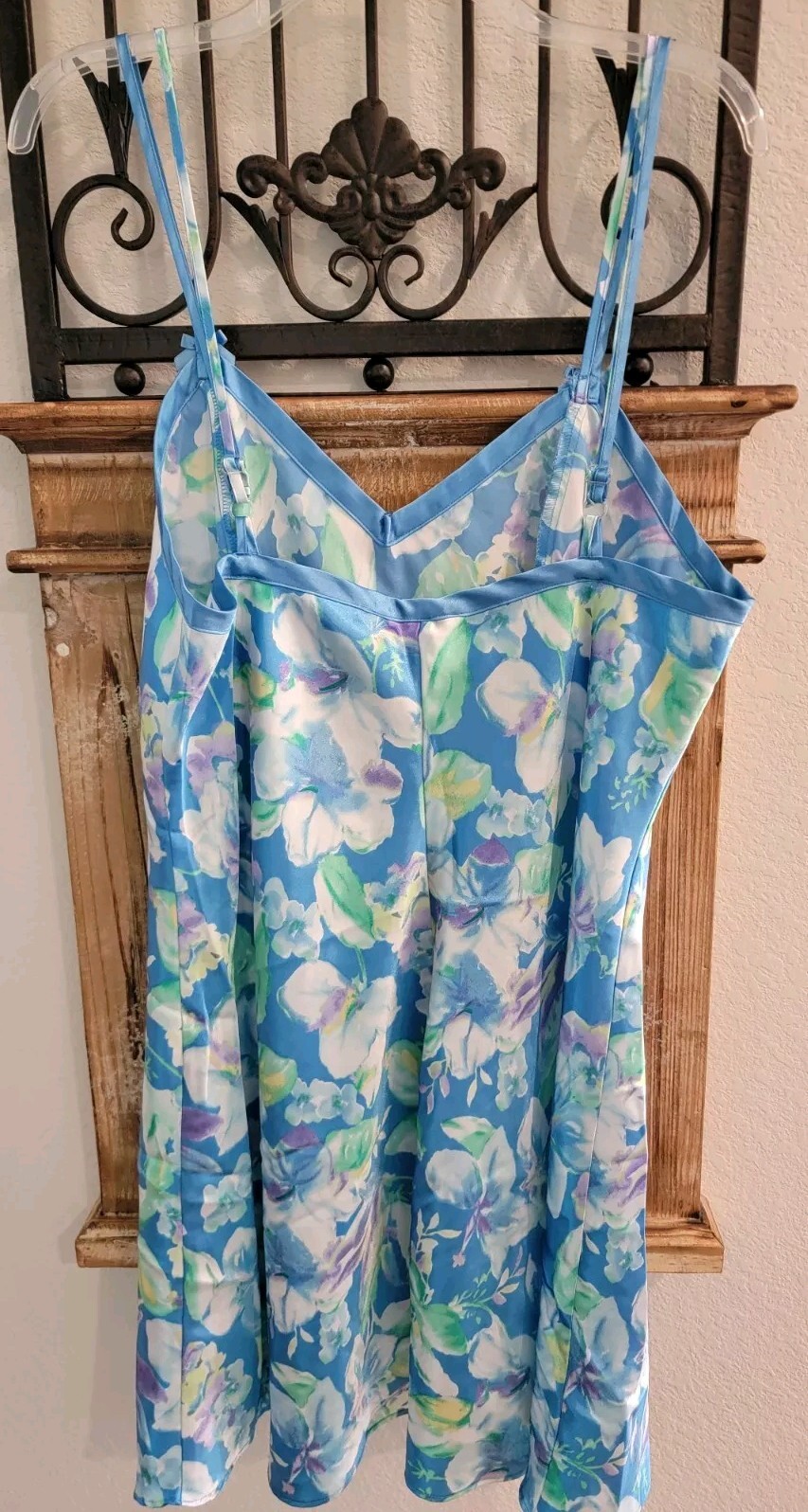 Nightgown Delicates Blue Floral Size L Polyester