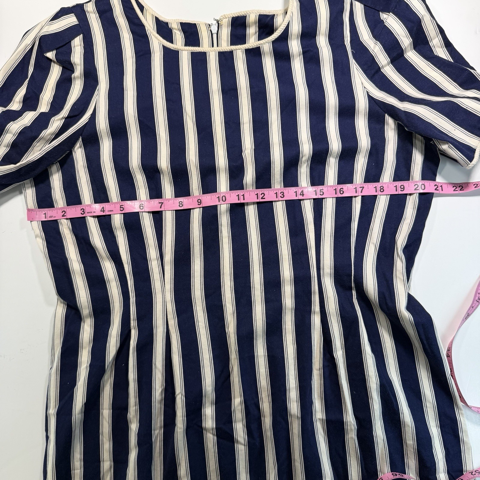 Women’s Vintage Nautical Theme Dress 14 Sharon Young Stripes Appliqué 90’s